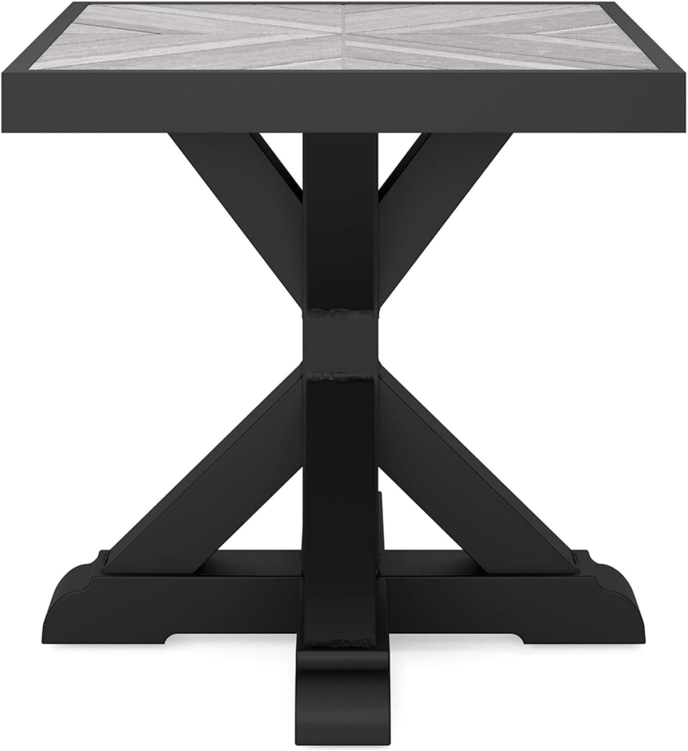 Signature Design by Ashley Beachcroft Farmhouse Outdoor End Table, Black/Light Gray