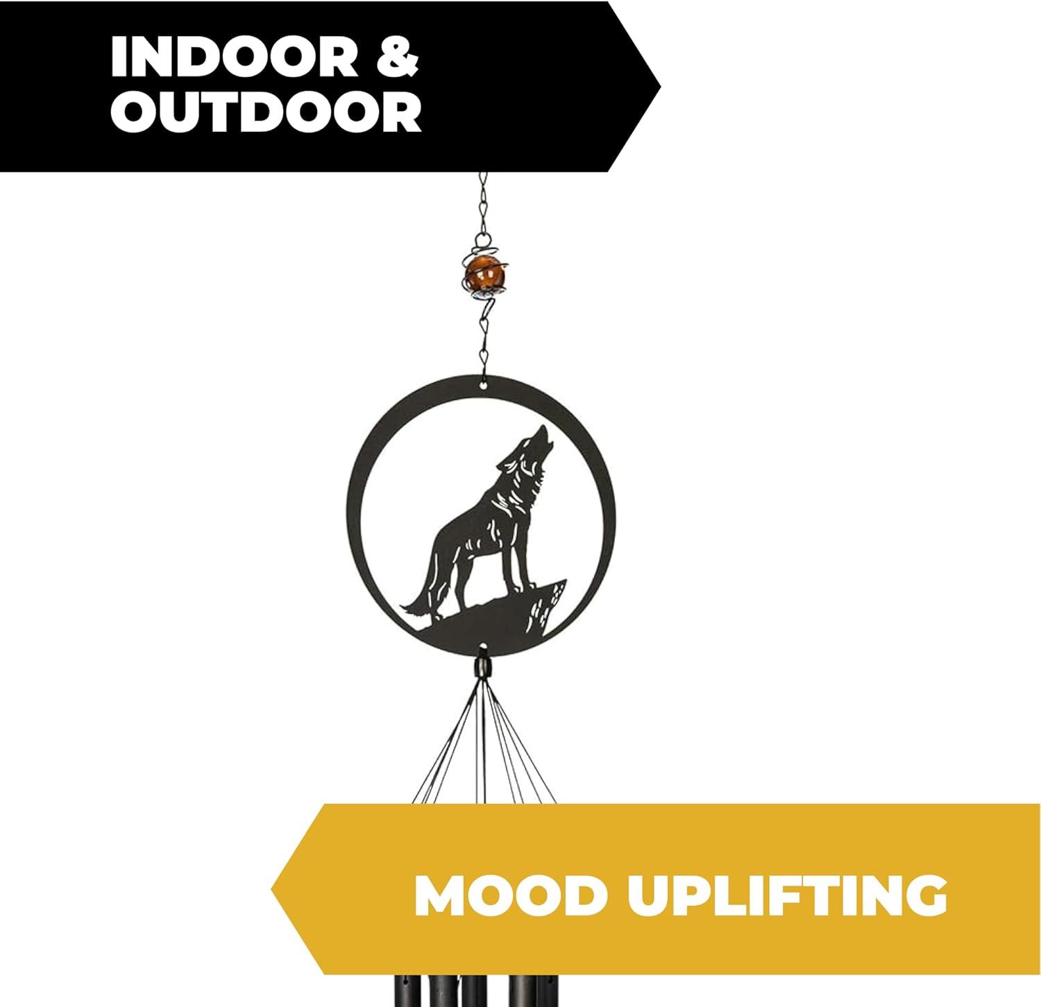 VP Home Wolf Howling 38"" Wind Chimes for Outside Decorations Garden Gift