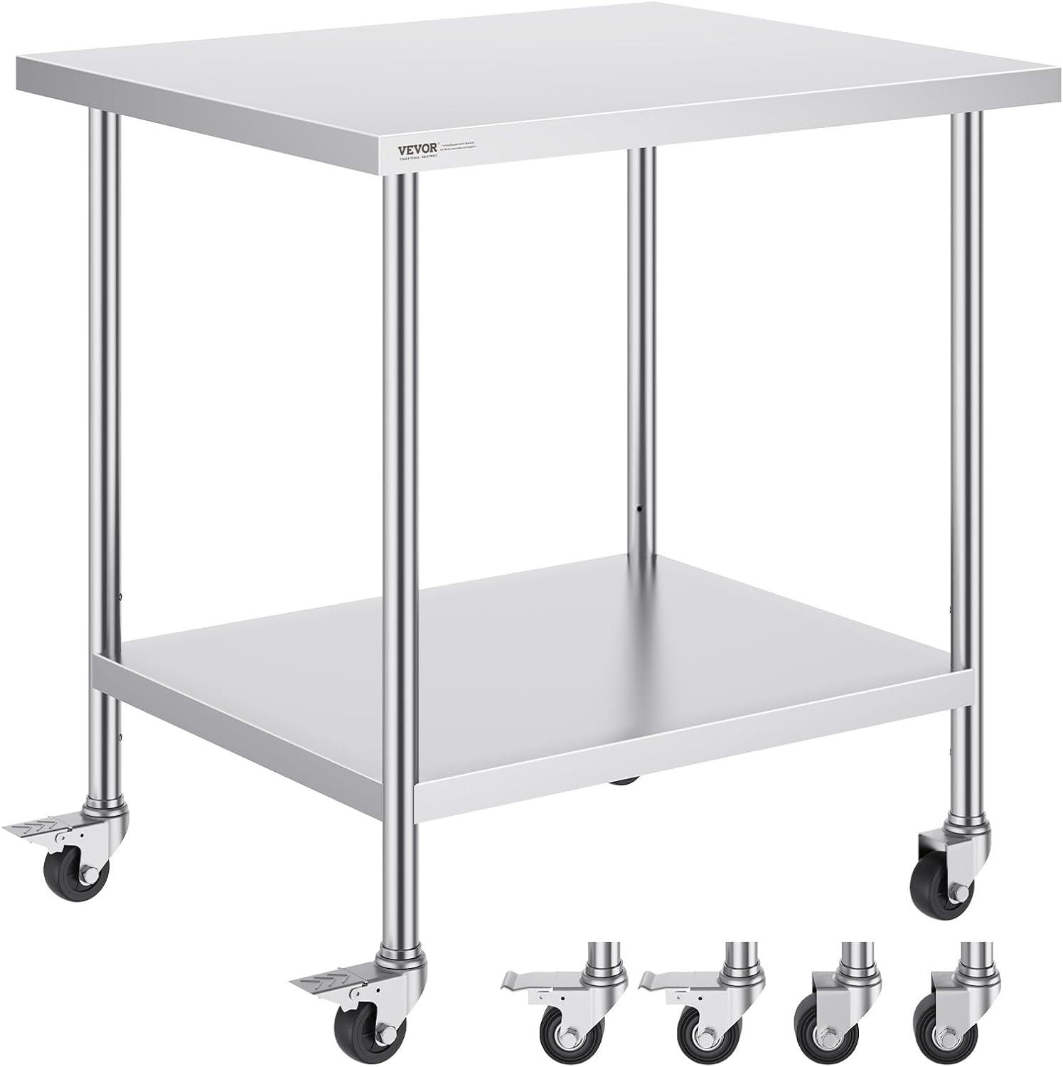 VEVOR Stainless Steel 30'' L x 17.99'' W x 38'' H Work Table