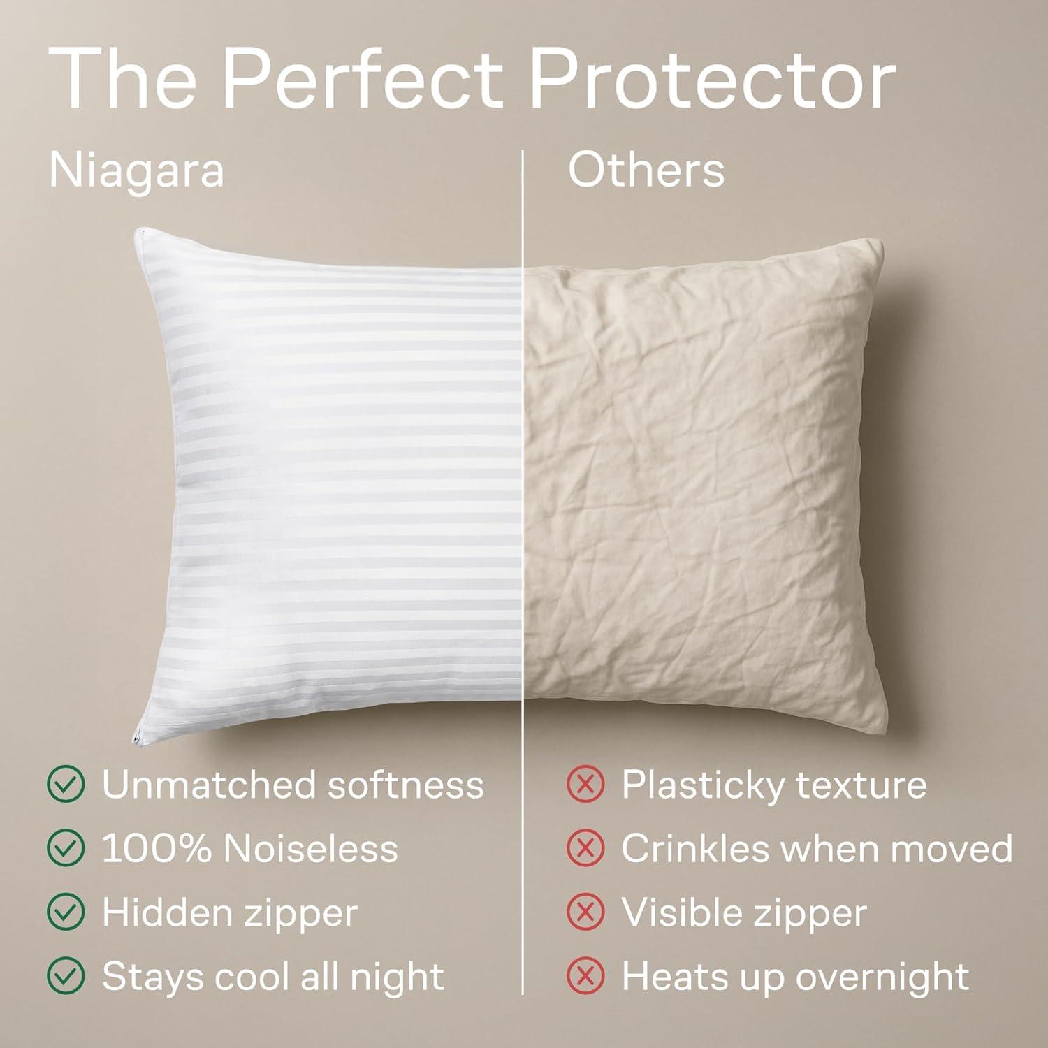 Ultra Soft Pillow Protectors with Zipper Queen Size - Set of 4 Breathable Pillow Covers - 100% Protection Against Stains, Dust & Dirt - Machine Washable (Dark White)