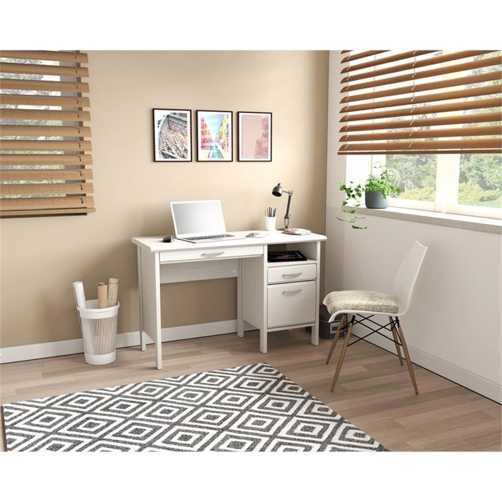 Inval Laminate Computer Desk with 2 Drawers and Open Storage, Washed Oak