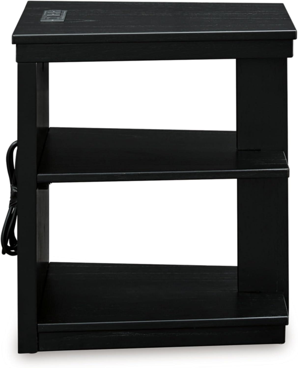 Signature Design by Ashley Winbardi Chairside 2 Shelf End Table with USB Charging, Black