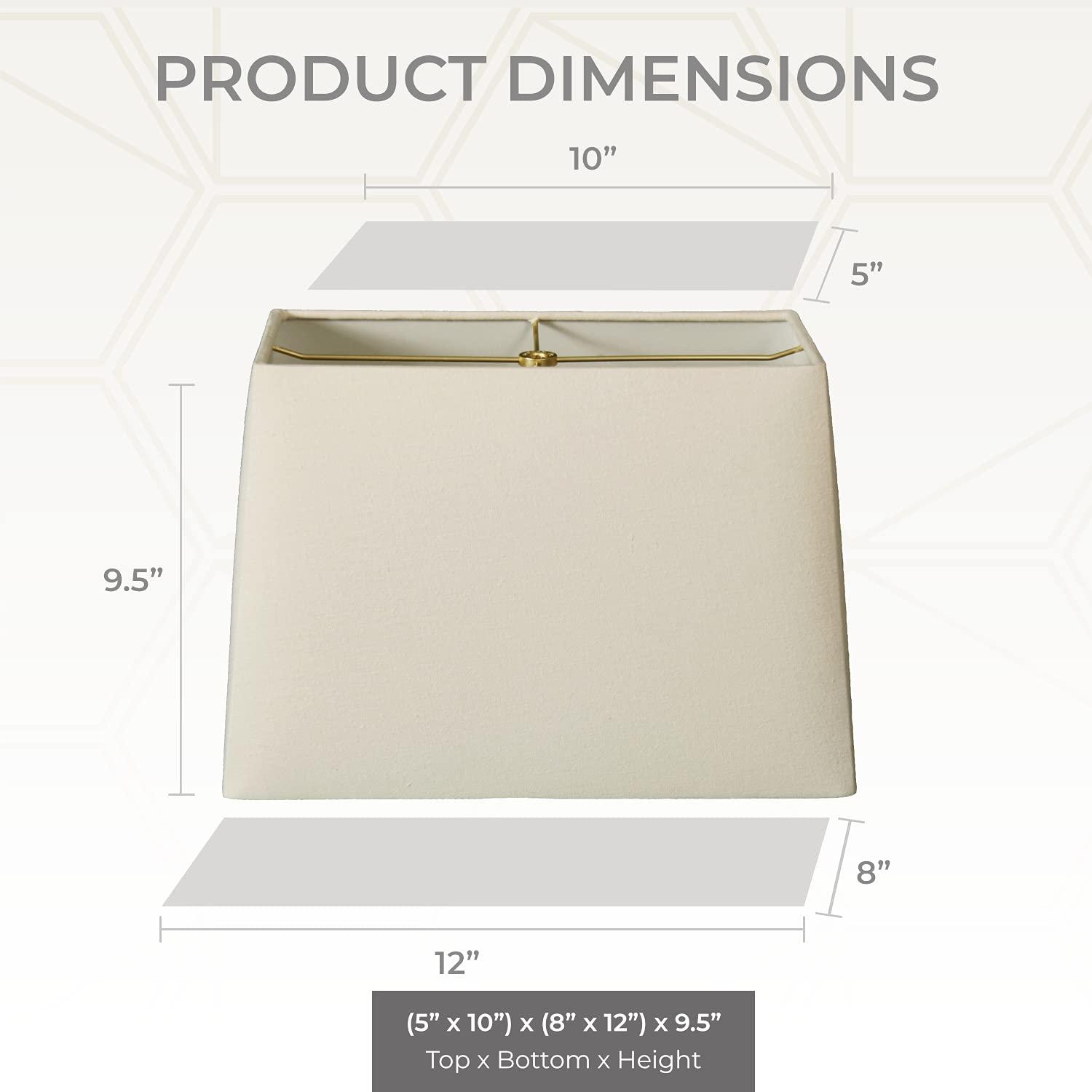 Royal Designs, Inc. Rectangle Hardback Lamp Shade, HB-613-12LNEG, Linen Eggshell, (5 x 10) x (8 x 12) x 9.5