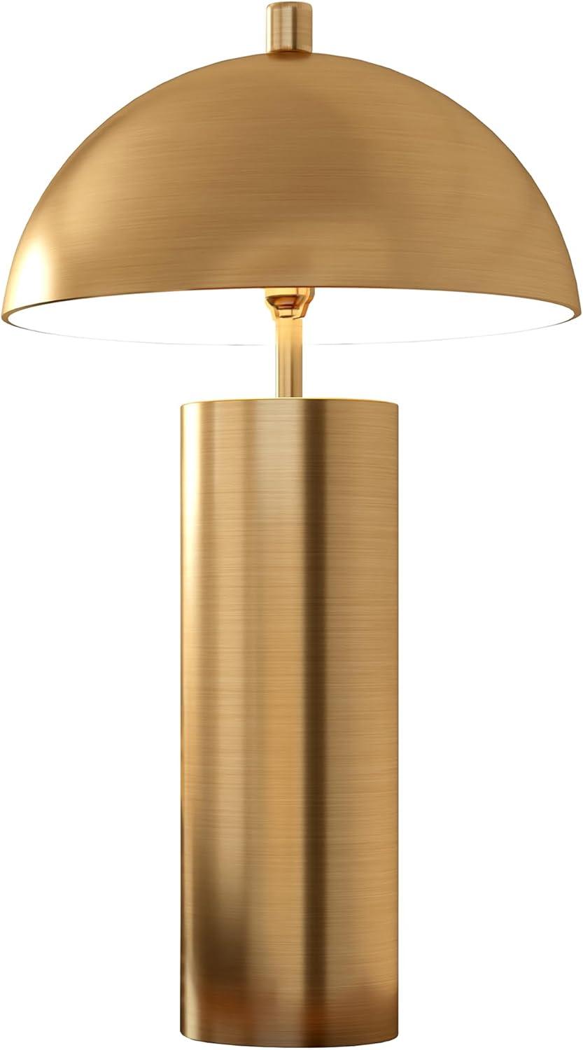 Evelyn&Zoe York 29.5" Mid-Century Modern Metal Table Lamp with White Drum Fabric Shade