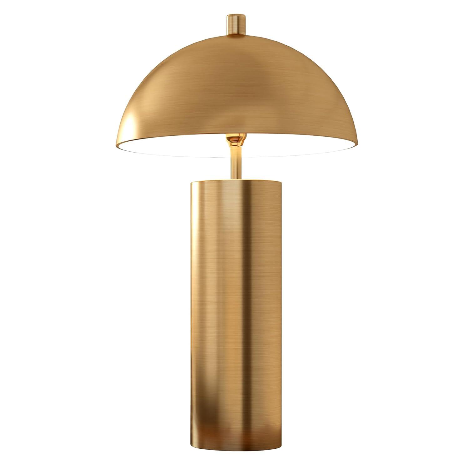 Evelyn&Zoe York 29.5" Mid-Century Modern Metal Table Lamp with White Drum Fabric Shade