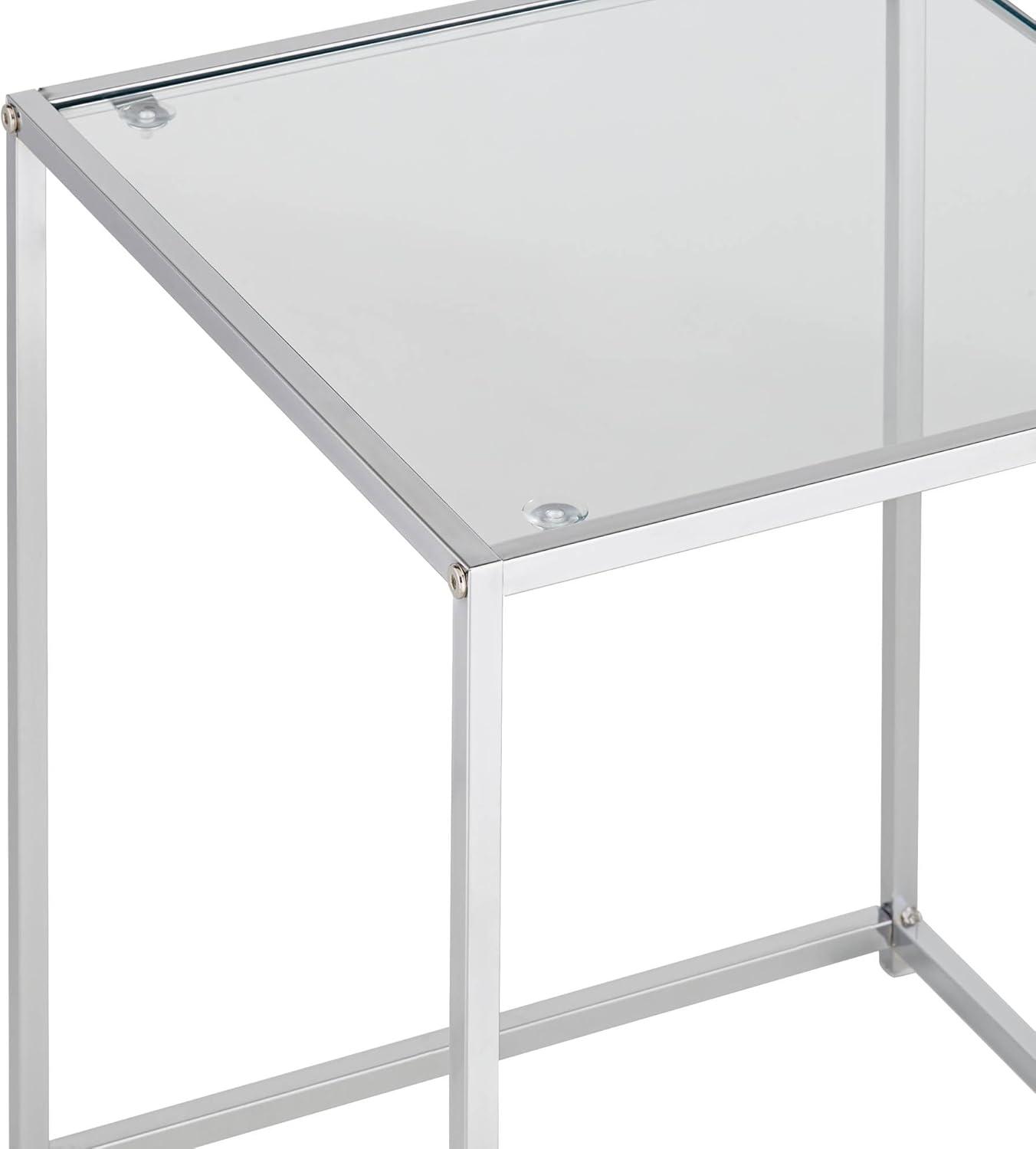 Rodney Chrome and Clear Glass Nesting Accent Tables Set of 2