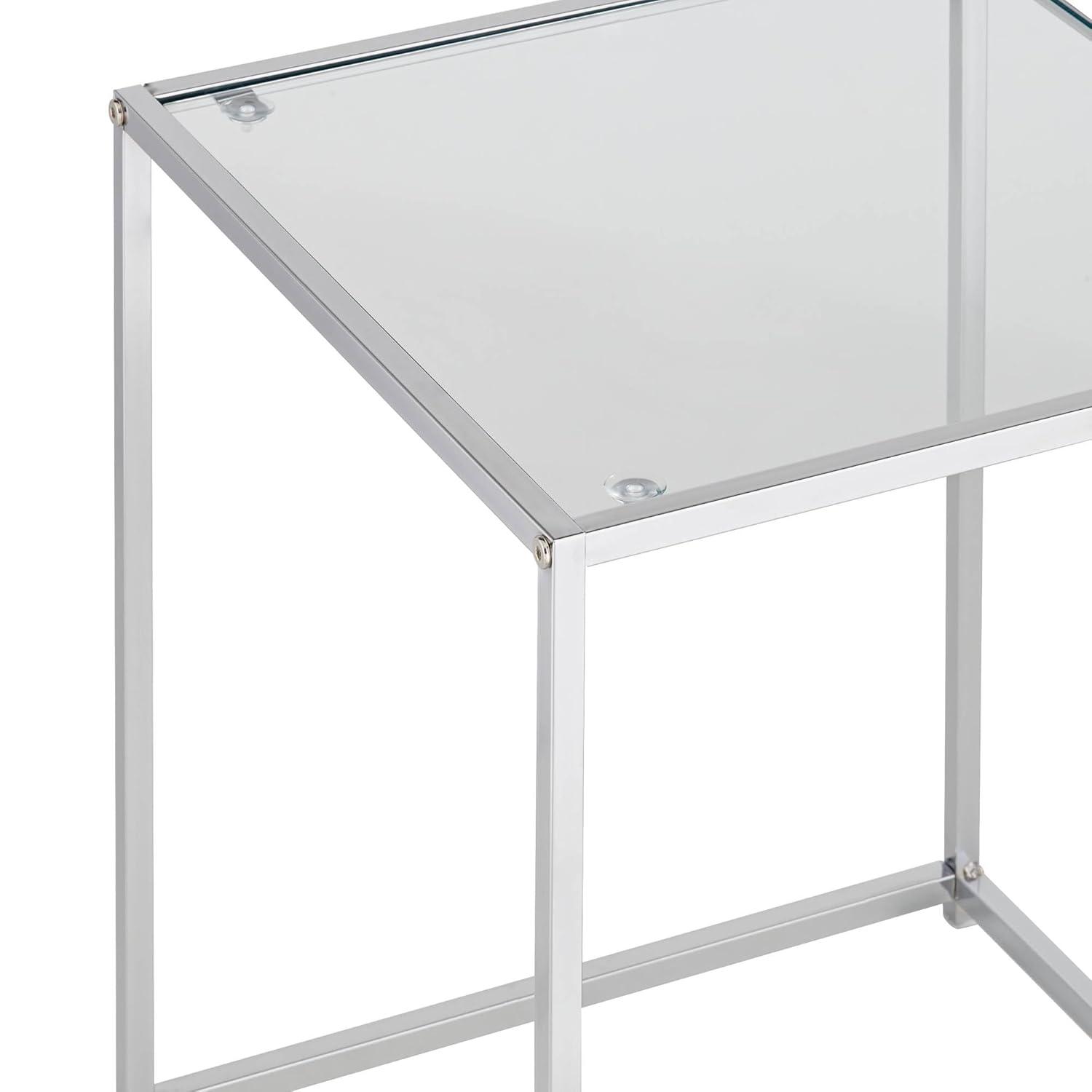 Rodney Chrome and Clear Glass Nesting Accent Tables Set of 2