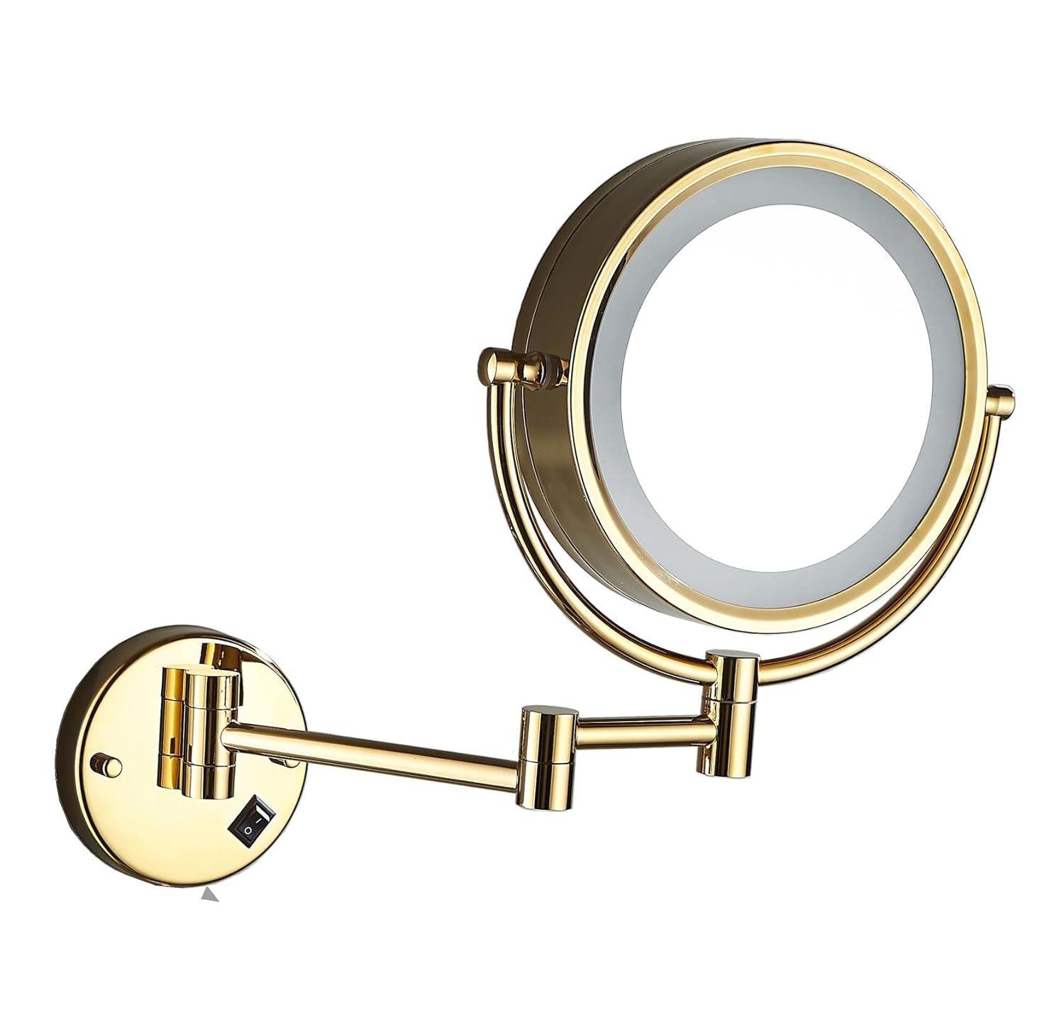 8.5 Inch Wall Makeup Mirror with 3 Tones LED Lights,Double Sided Vanity Mirror for Bathroom 10X Magnification,Plug Powered (Black/10X)