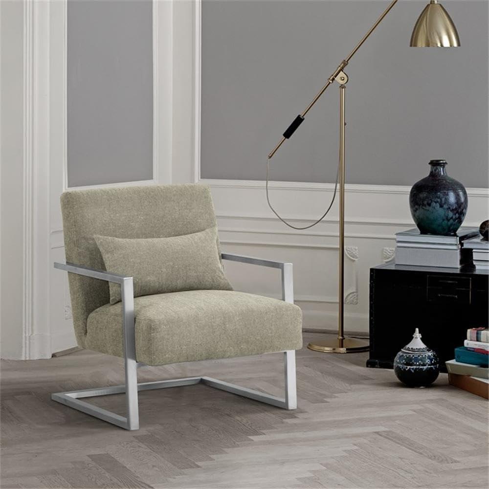 Armen Living Skyline Modern Fabric Upholstered Accent Chair in Gray