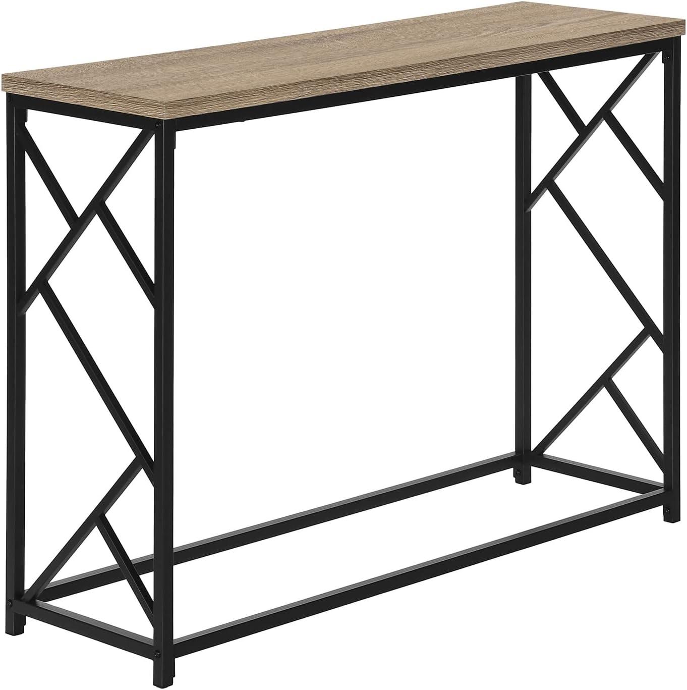 Monarch Specialties Accent Table Console Entryway Narrow Sofa Living Room Bedroom Brown Laminate Black Metal Contemporary Modern