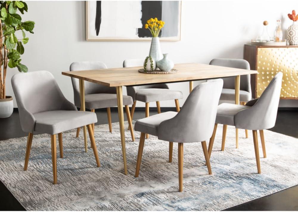 Lulu Upholstered Dining Chair (Set of 2) - Grey/Gold - Safavieh