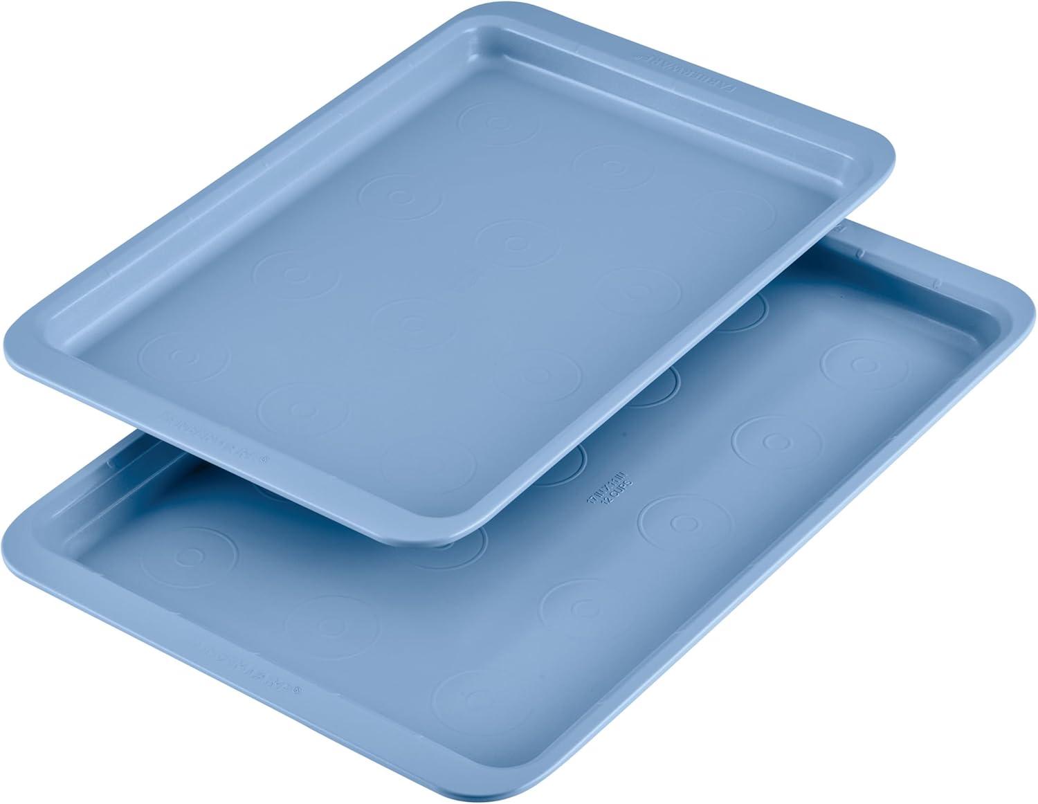 Blue Nonstick Carbon Steel 2-Piece Cookie Sheet Set