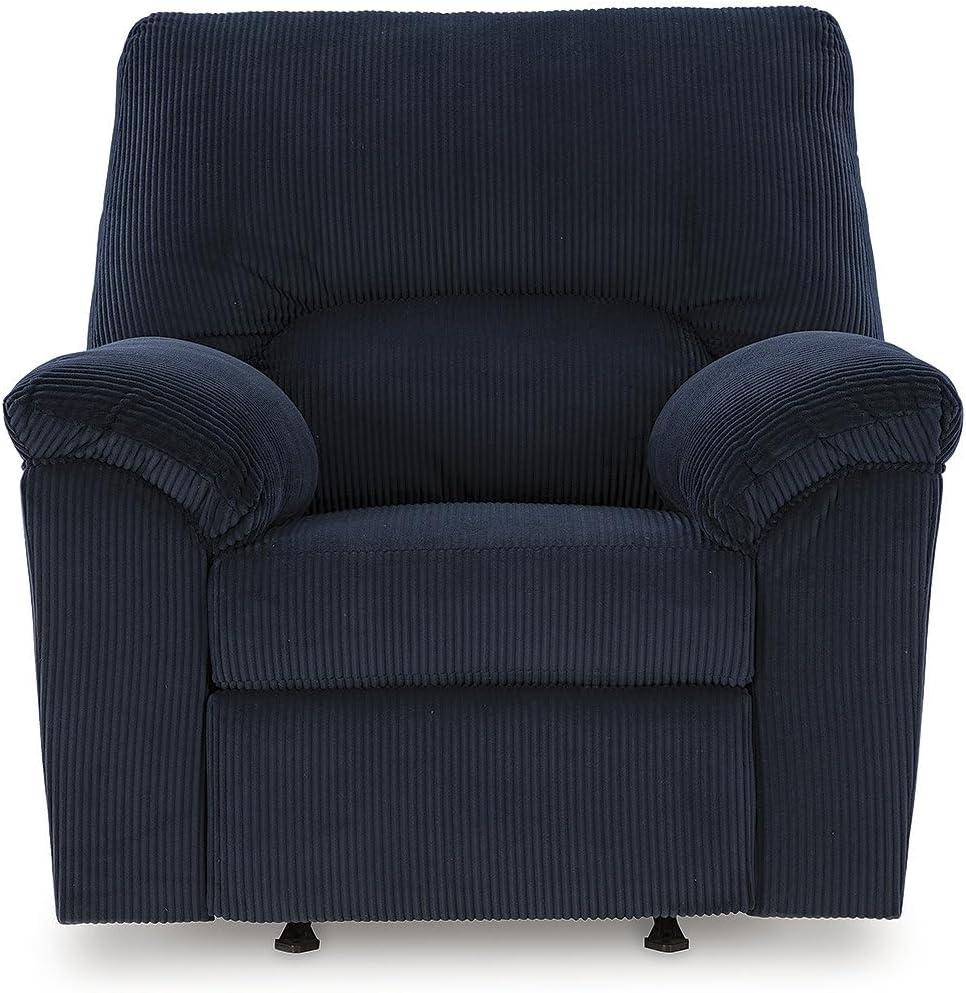 Navy Blue Corduroy Contemporary Recliner with Pillow-Top Arms
