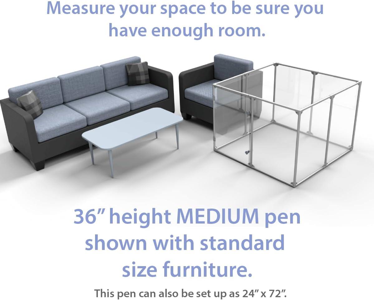 36" Tall White Metal and Acrylic Pet Pen