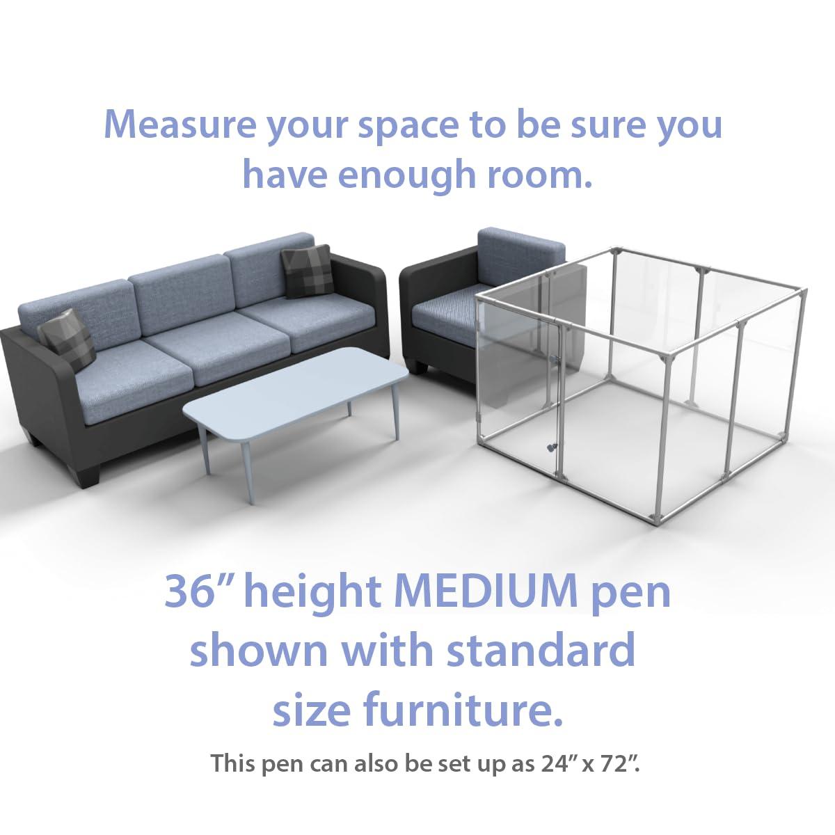 36" Tall White Metal and Acrylic Pet Pen