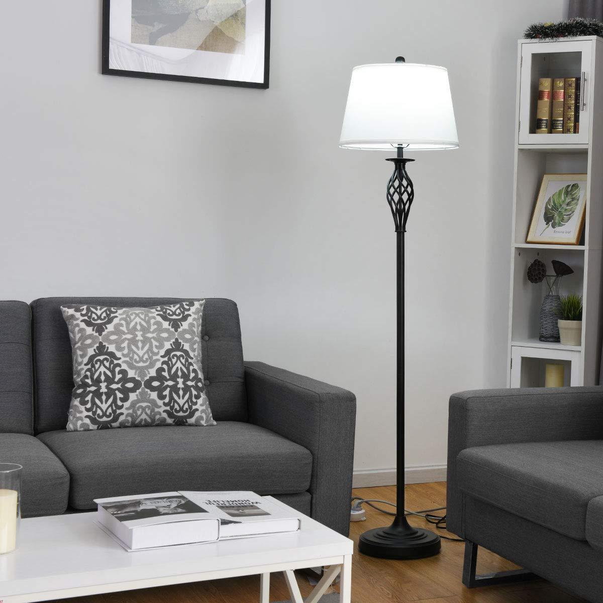 Lalia Home Crystal Drop Table and Floor Lamp Set Metallic Silver : Metallic Silver, Brushed Nickel Base ,Modern Lighting