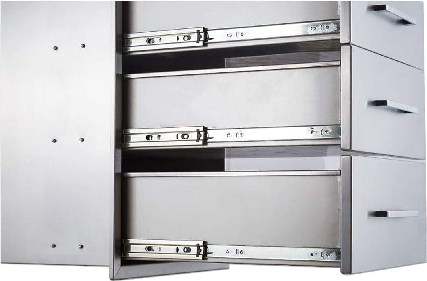 17W30H21D Inch Outdoor Kitchen Drawers Stainless Steel Double Drawer w/Paper Towel Holder Combo Works with Your Grilling or Prep Zones for Outdoor BBQ Island