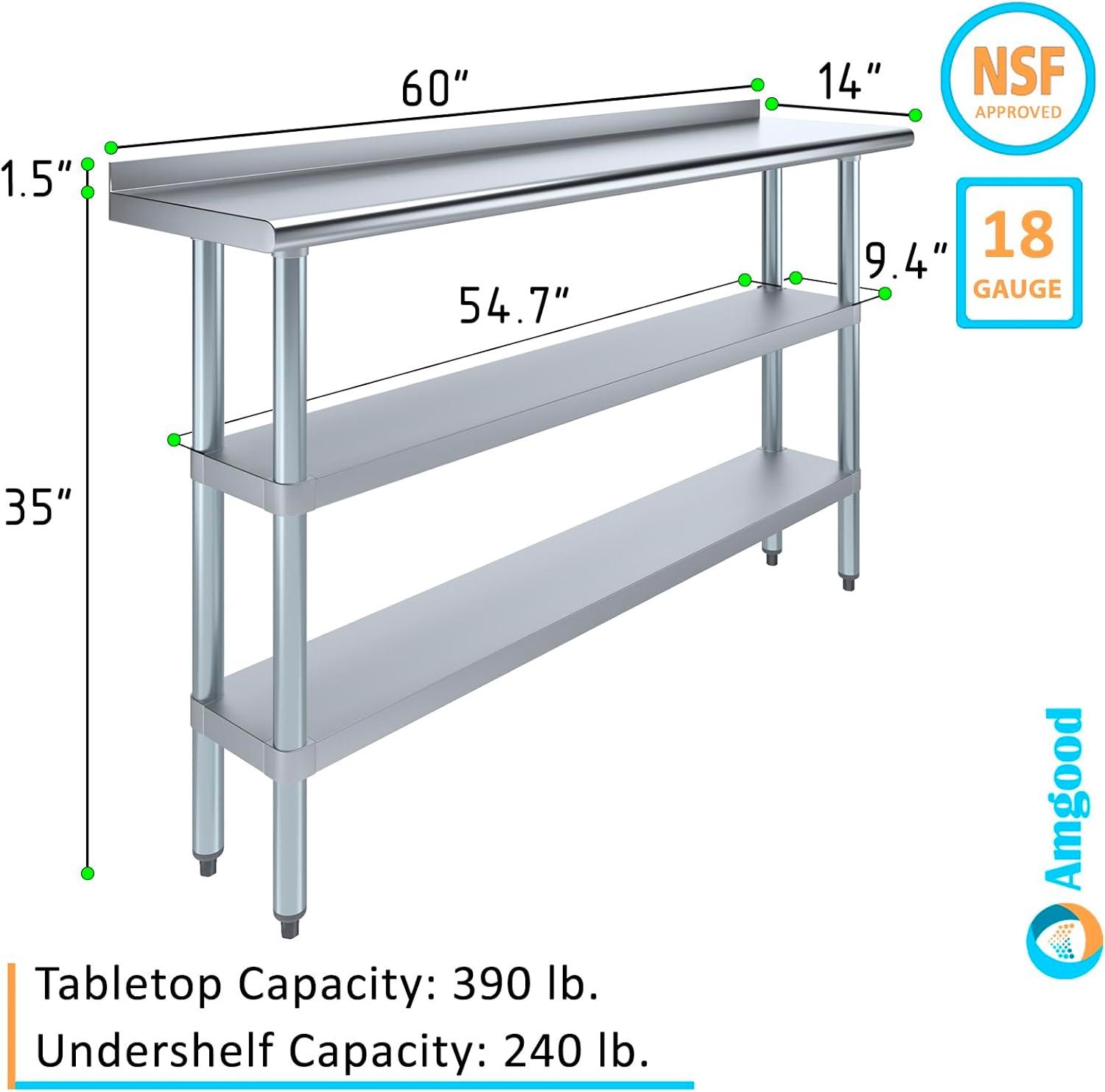 Stainless Steel Work Table with 2 Shelves