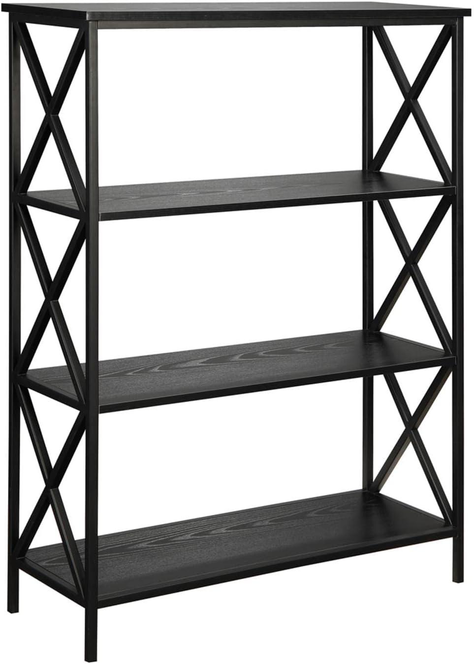 Tucson Modern Black 4-Tier Particleboard Bookcase