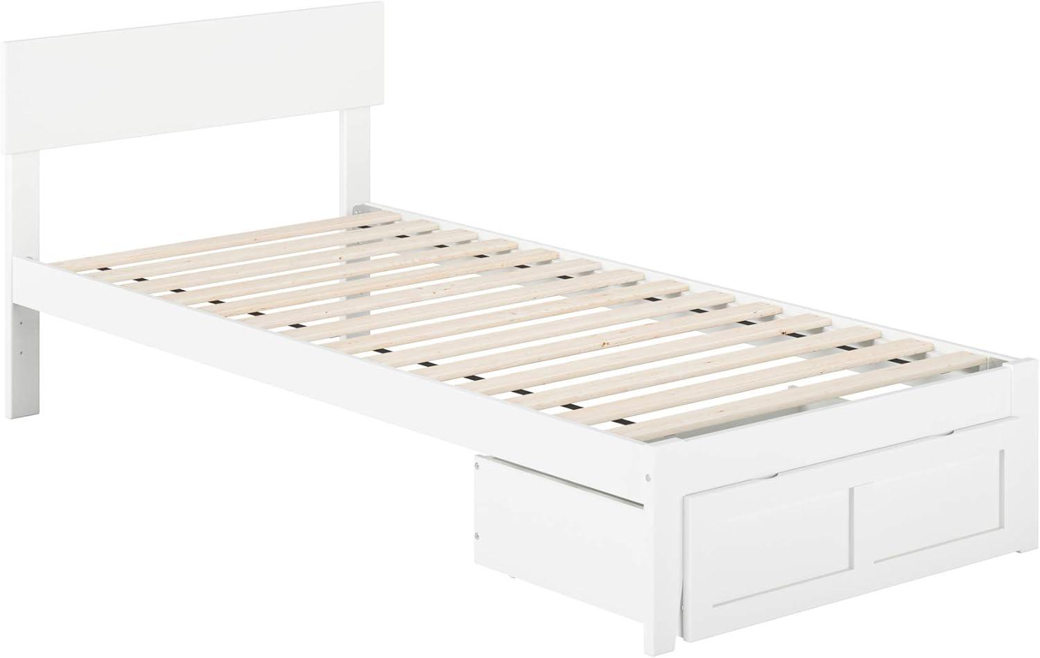 Boston Twin XL Bed with Modern Panel Headboard and Storage Drawer