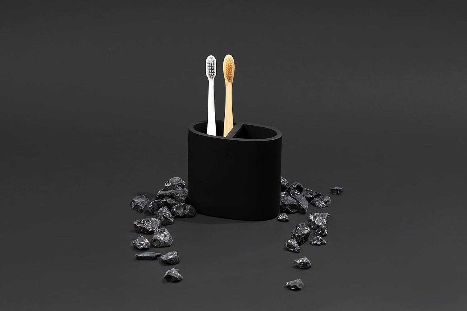 Essentra Home Matte Black Toothbrush Holder for Vanity Countertops