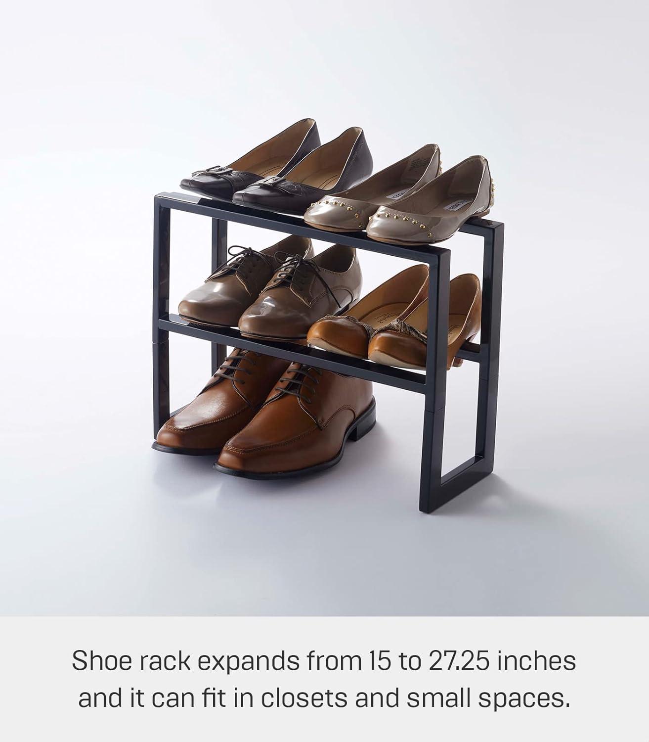 Yamazaki Home 2 Shelves Adjustable Shoe Rack, Large, Double, Steel,Holds 6 to 12 shoes, Expandable