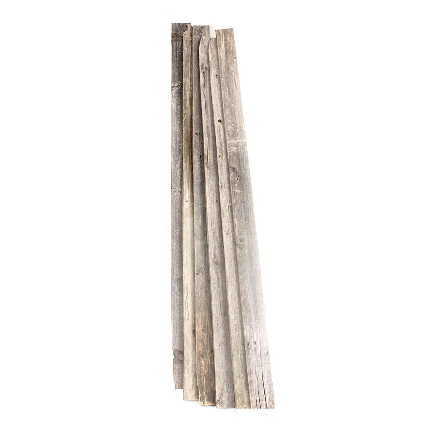 BarnwoodUSA Rustic Farmhouse 36" x 3" Weathered Gray Reclaimed Thin Split Wood Planks, Set of 6