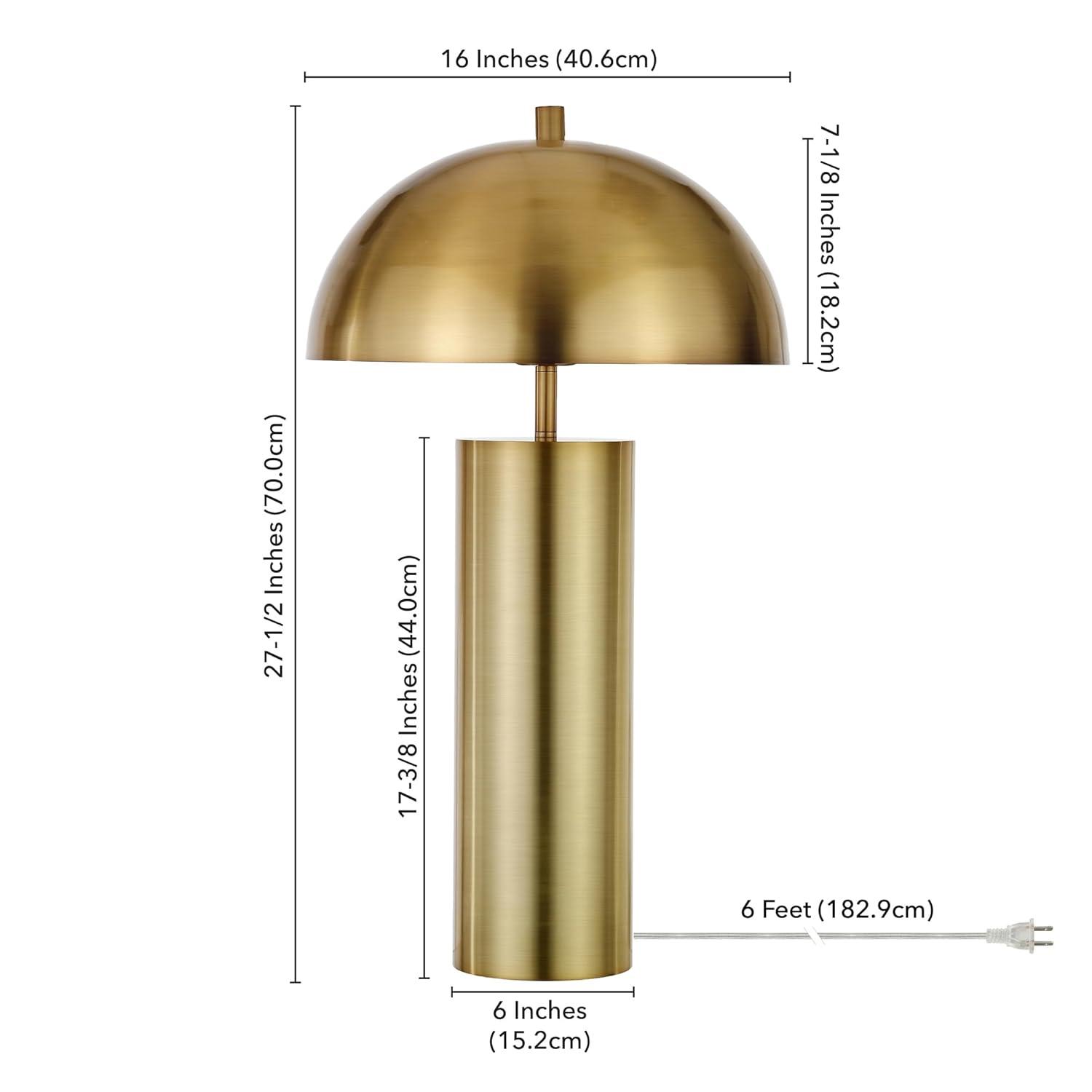 Evelyn&Zoe York 29.5" Mid-Century Modern Metal Table Lamp with White Drum Fabric Shade