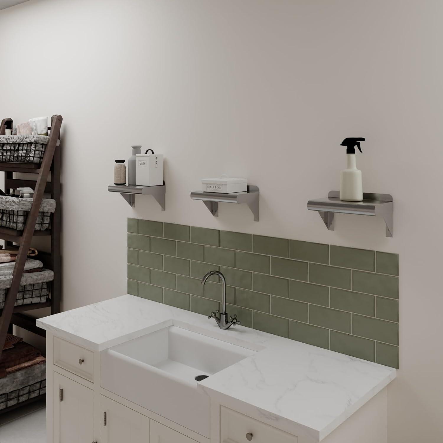 30" Stainless Steel Wall Shelf with Brackets