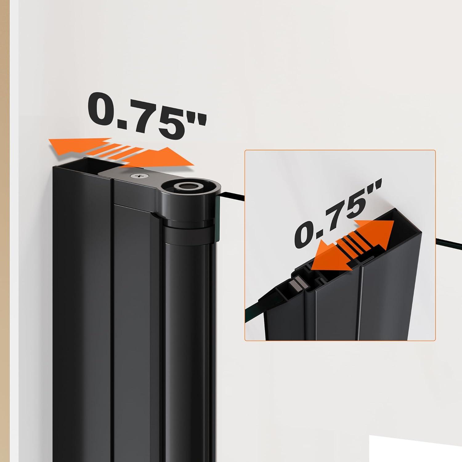 Sunny Shower Bifold Pivot Swing Frameless Shower Door in Black 34 in.W x 72 in.H