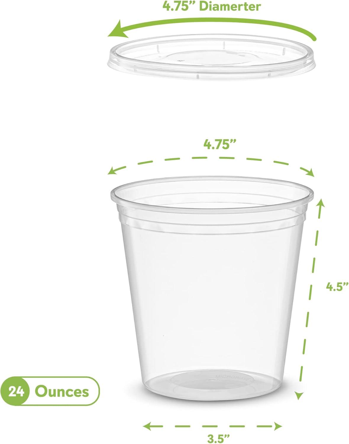 Pantry Value 24 Oz Deli Containers with Lids Food Prep Containers, 24-Pack