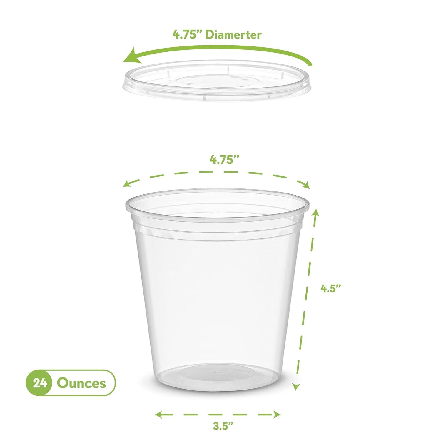 Pantry Value 24 Oz Deli Containers with Lids Food Prep Containers, 24-Pack