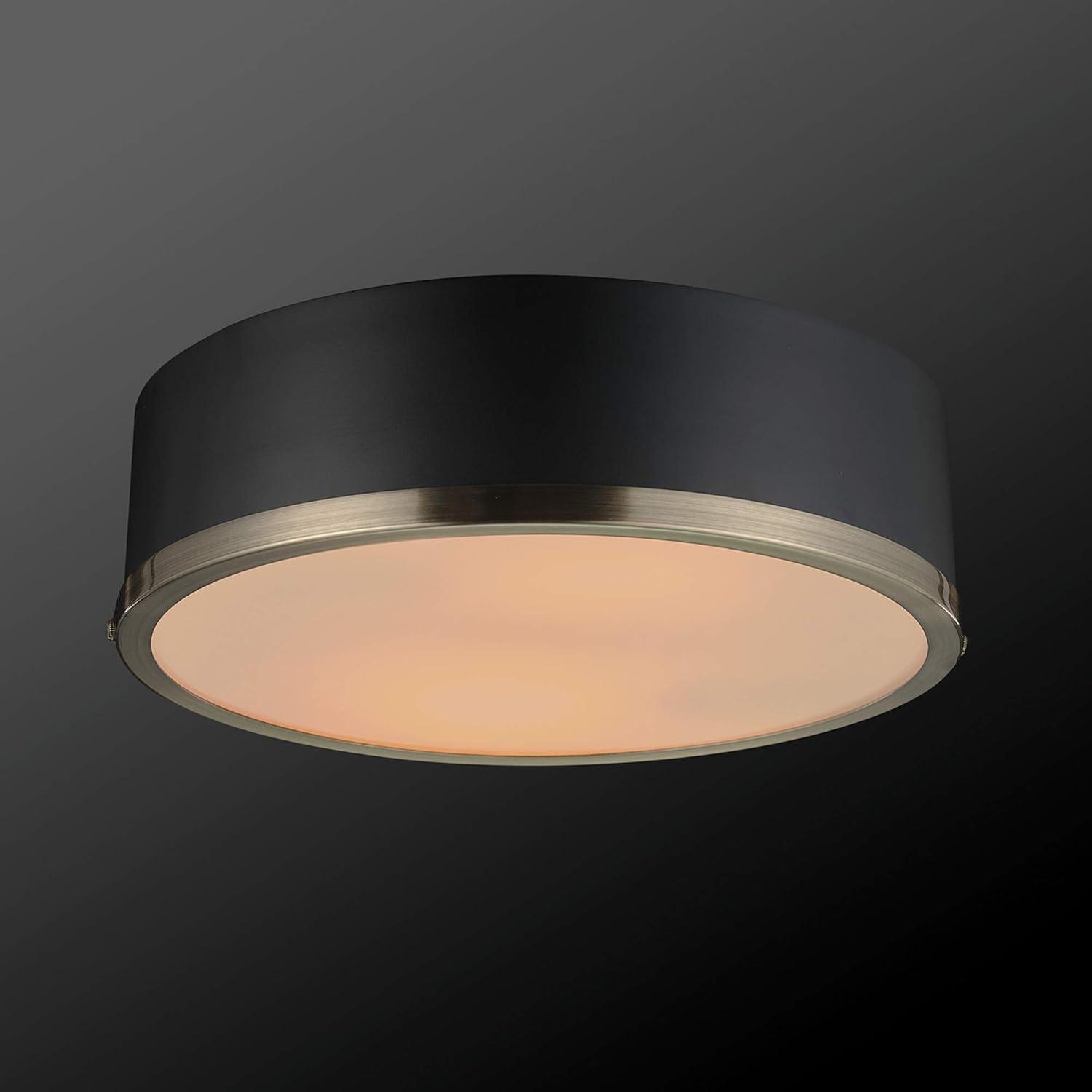 Selina 14" Matte Black Modern Flush Mount with Frosted Glass Shade