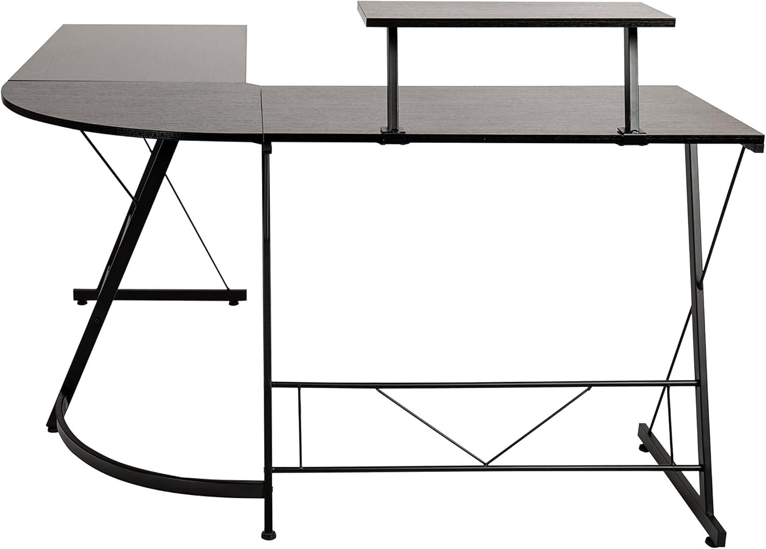 Flash Furniture L-Shaped Desk 71.5" Computer Corner Desk, Home Office Corner Desk, Gaming Desk, Space Saving, Easy to Assemble, Black/Black