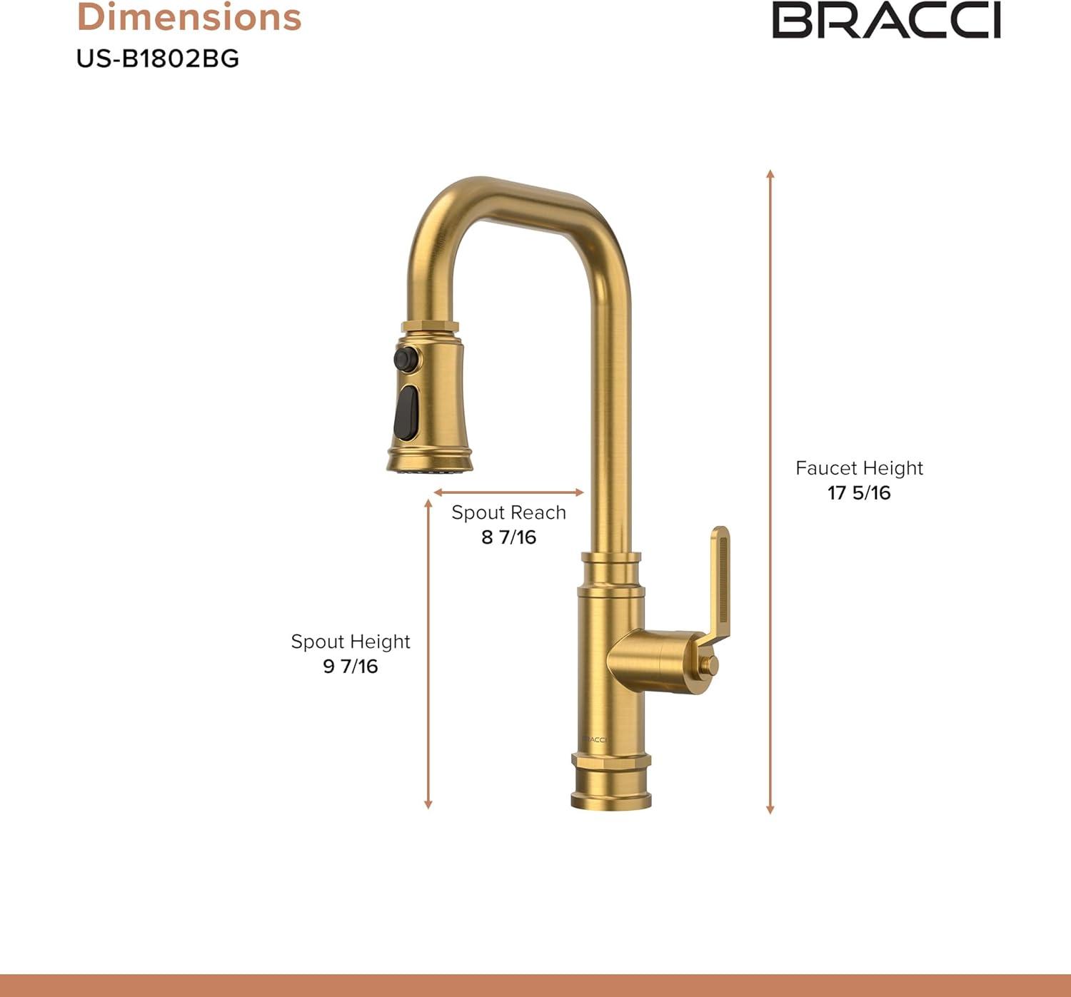 Brushed Gold Stainless Steel Pull-Out Spray Kitchen Faucet