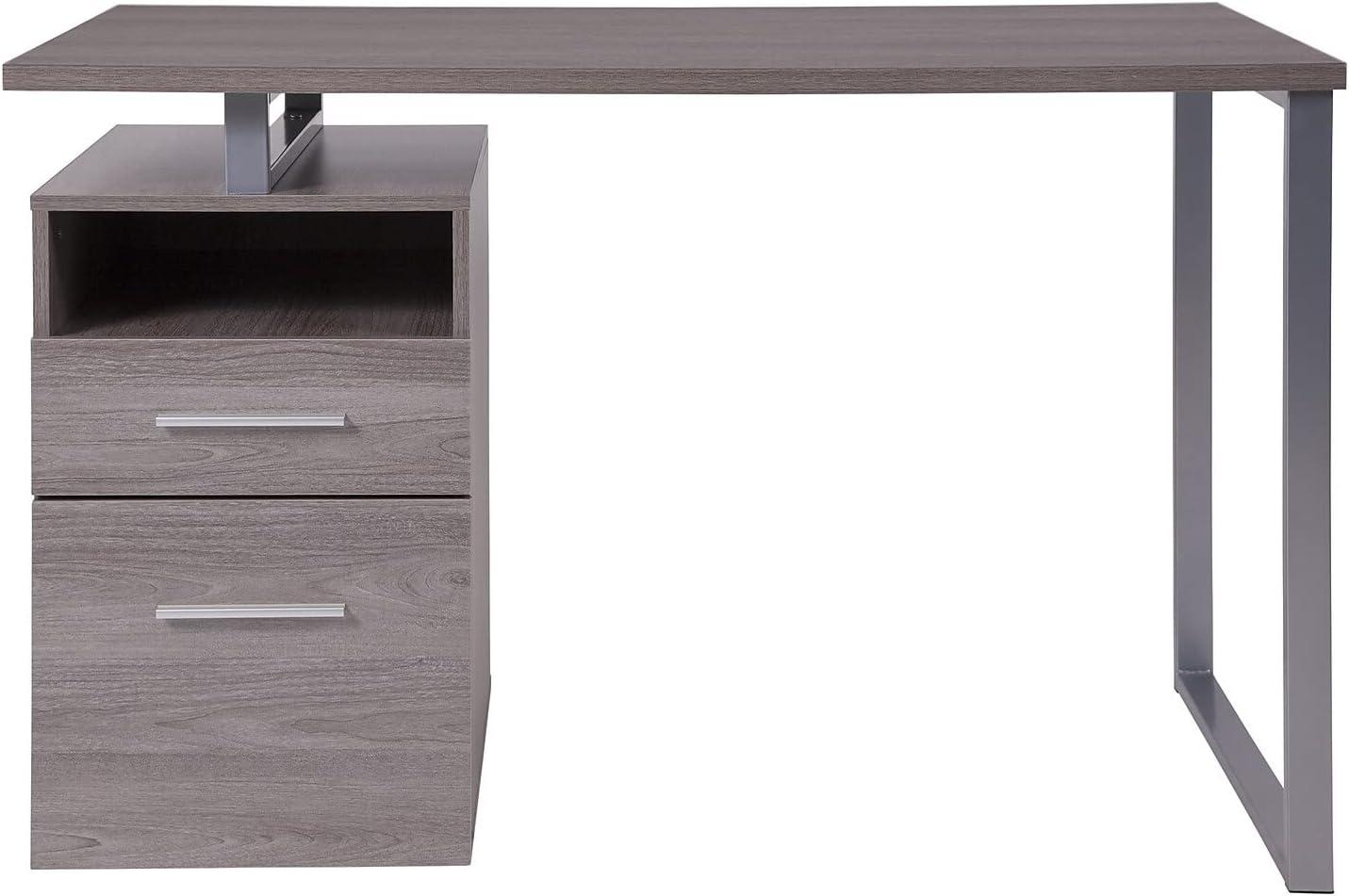 Flash Furniture Harwood Desk with Two Drawers and Metal Frame