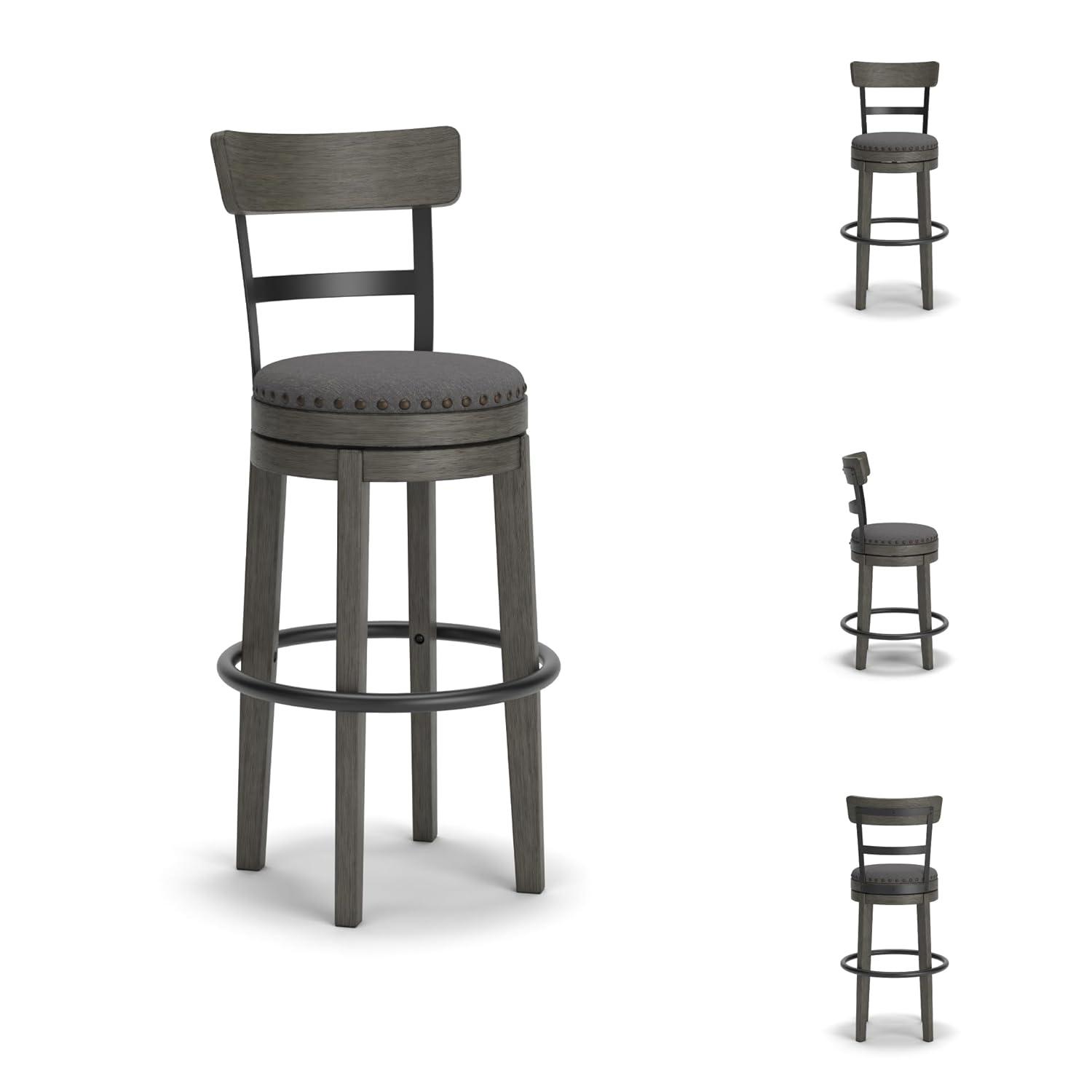 Caitbrook Barstool Gray - Signature Design by Ashley: Antiqued Finish, Swivel, Nailhead Trim