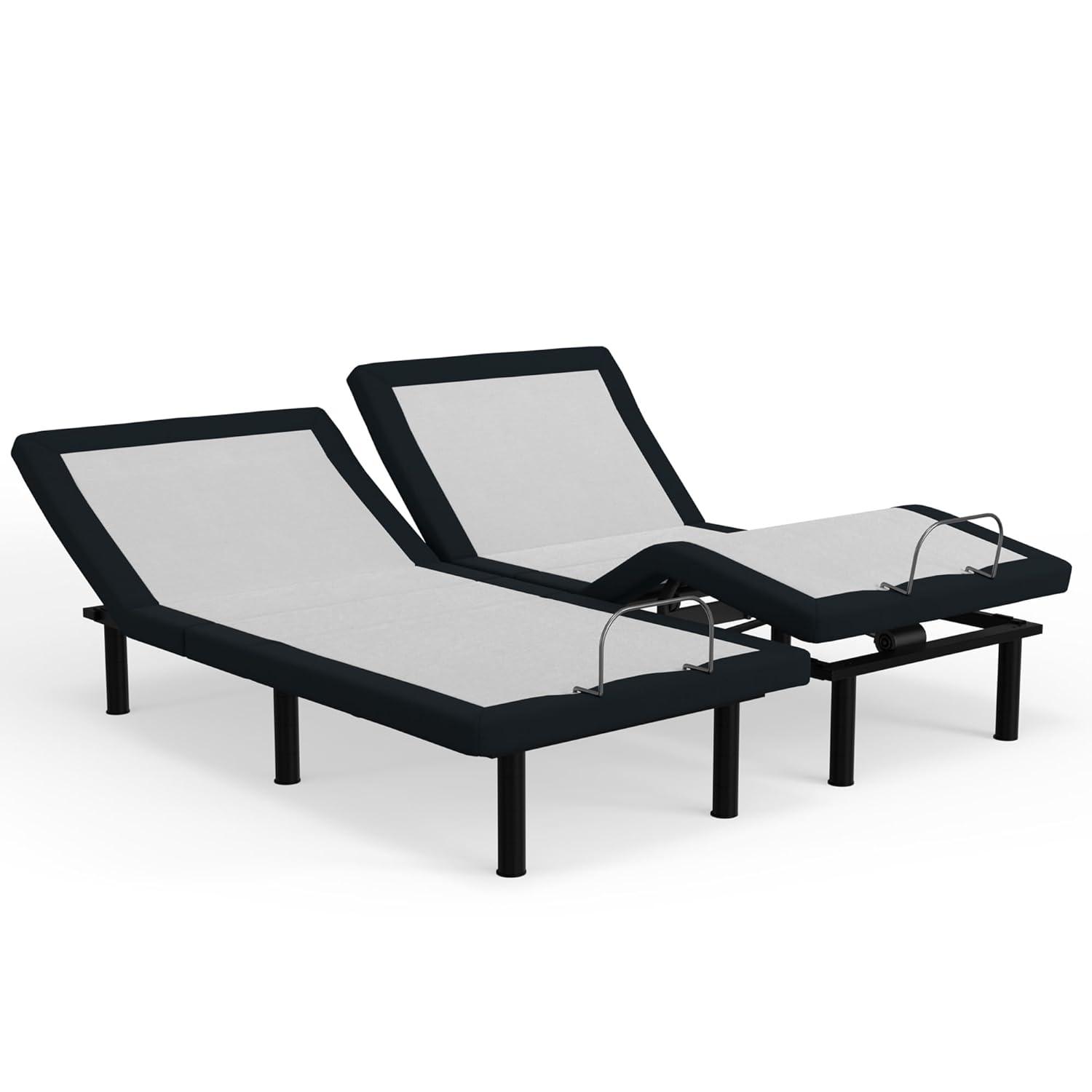 Blissful Nights e4 Cal King Split Adjustable Bed Base Frame with Wireless Remote, Massage Motors, Anti-Snore, Zero Gravity, Dual USB Charging Station, Under-Bed Light, and 10 Year Warranty