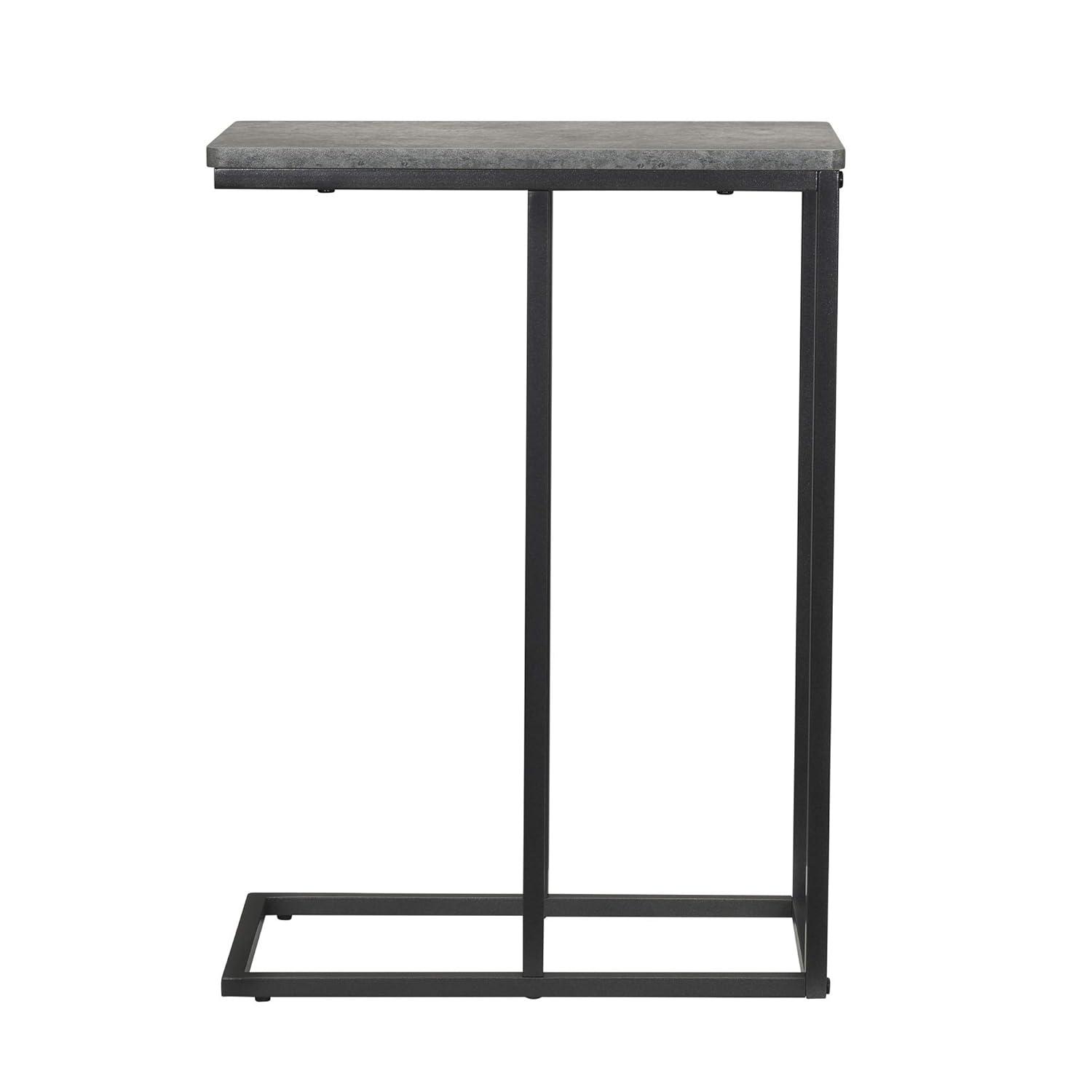 Household Essentials Jamestown C-Shaped End Table Slate Gray: Iron Frame, Particle Board Top, Assembly Required