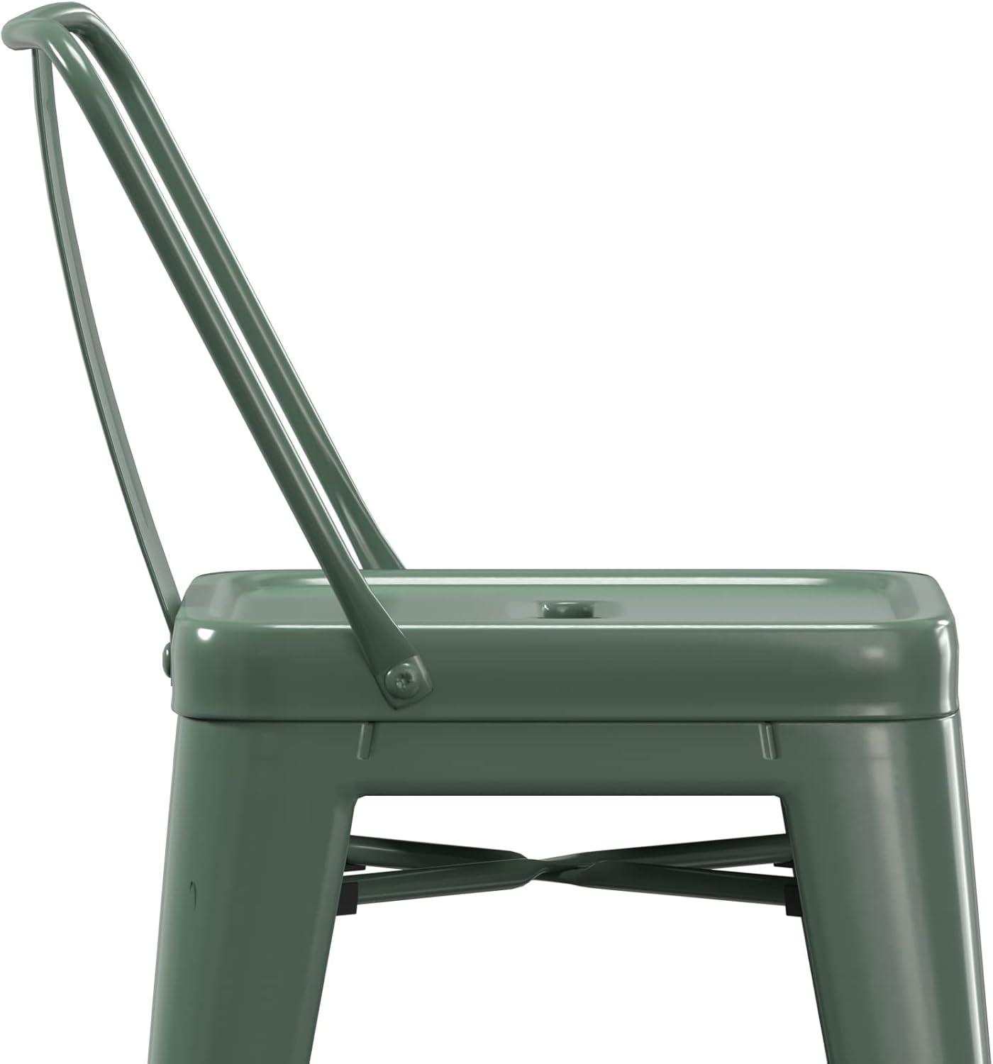 Simpli Home Rayne Metal Industrial Stool with Curved Back, Cross-Brace, and Footrest