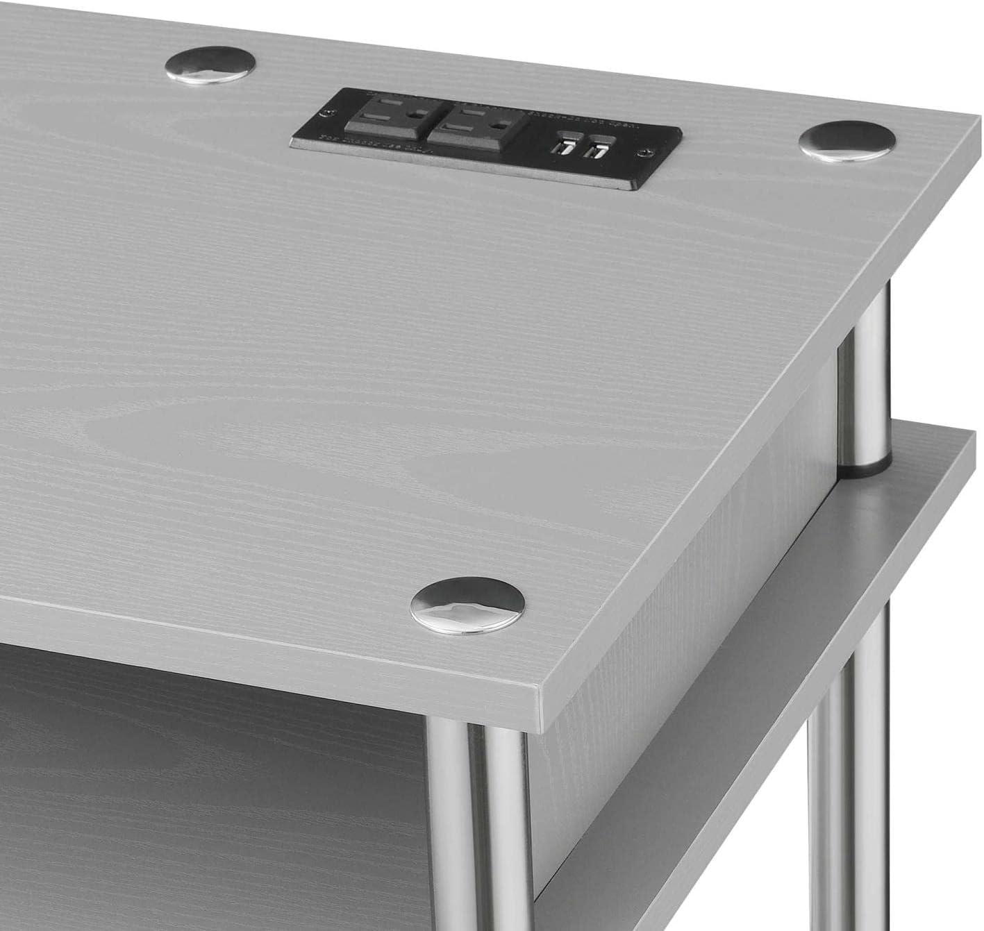 Adult, Designs2Go No Tools 30 inches Tall Student Desk w/ Charging Station and Shelves, Gray