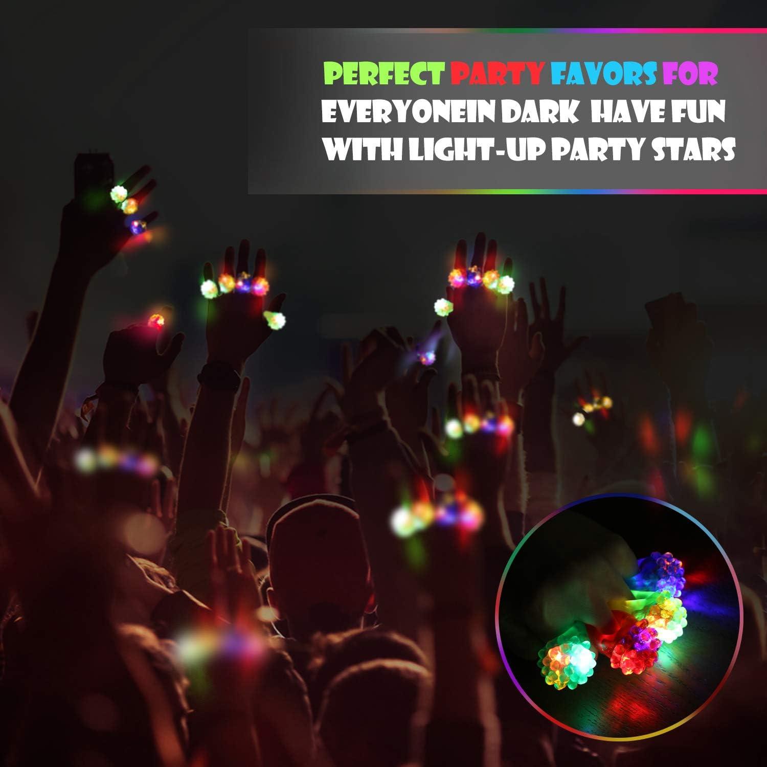 Novelty Place Party Stars Flashing LED Bumpy Jelly Ring Light-Up Toys, 24 Pack