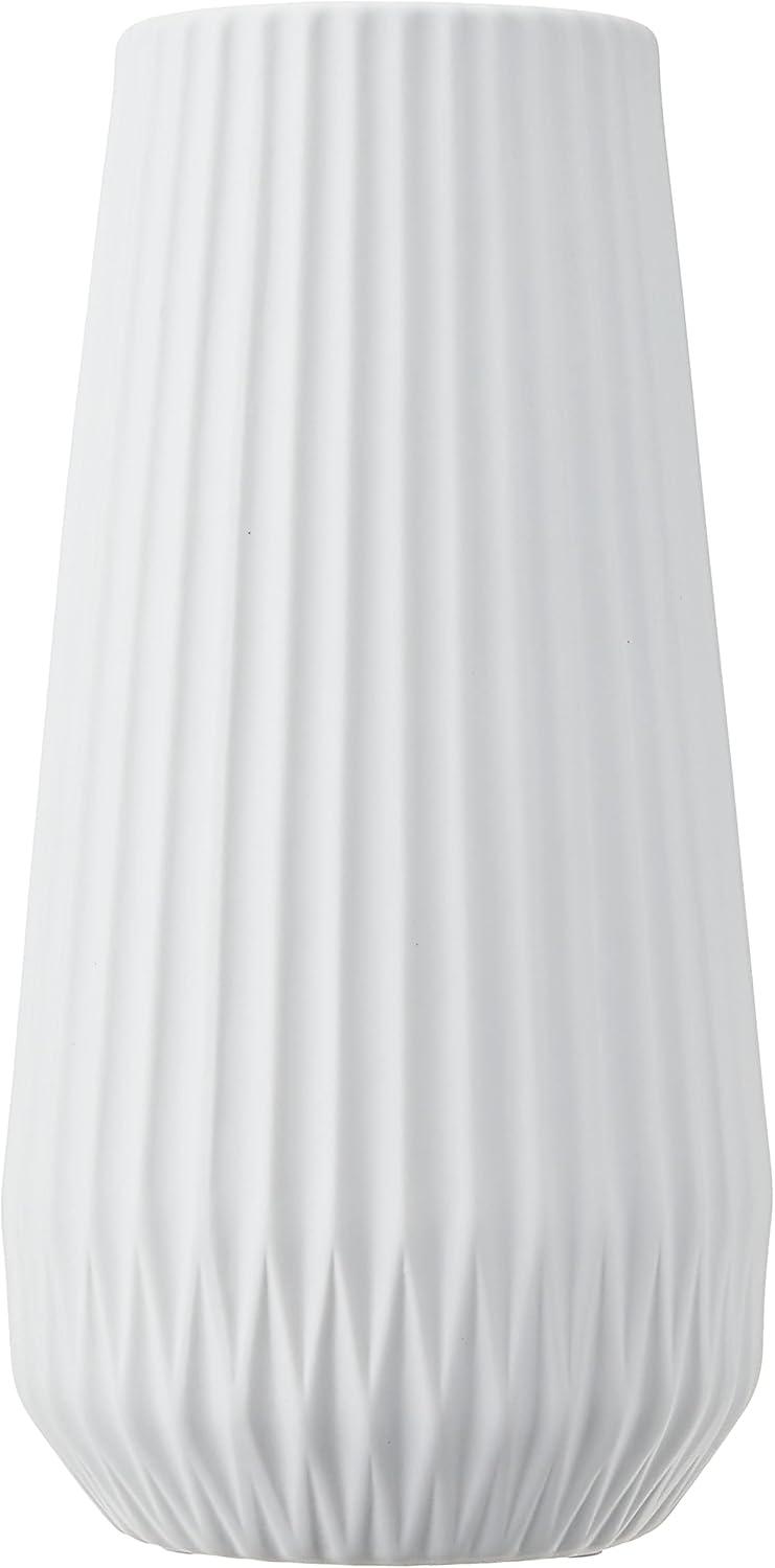 Bloomingville White Ceramic Fluted Vase