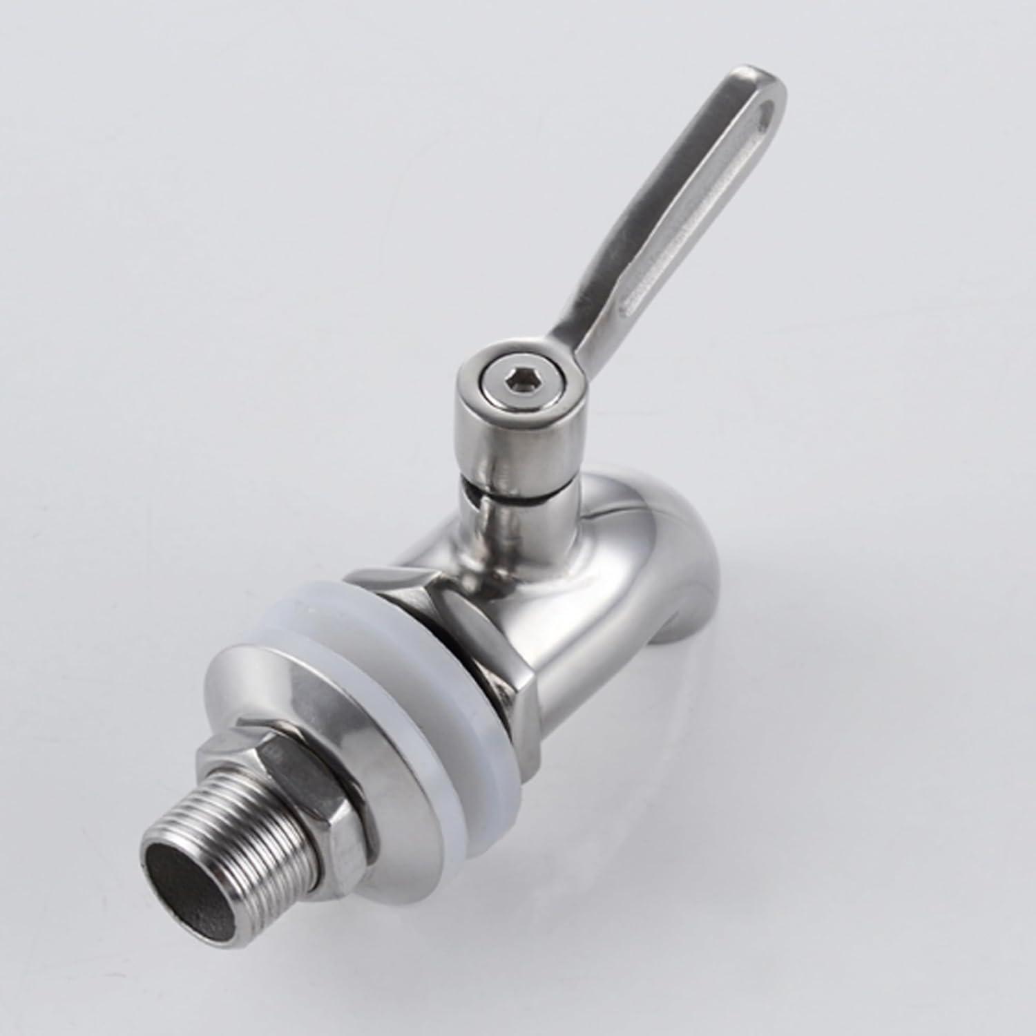 Polished Stainless Steel Beverage Dispenser Replacement Spigot Set