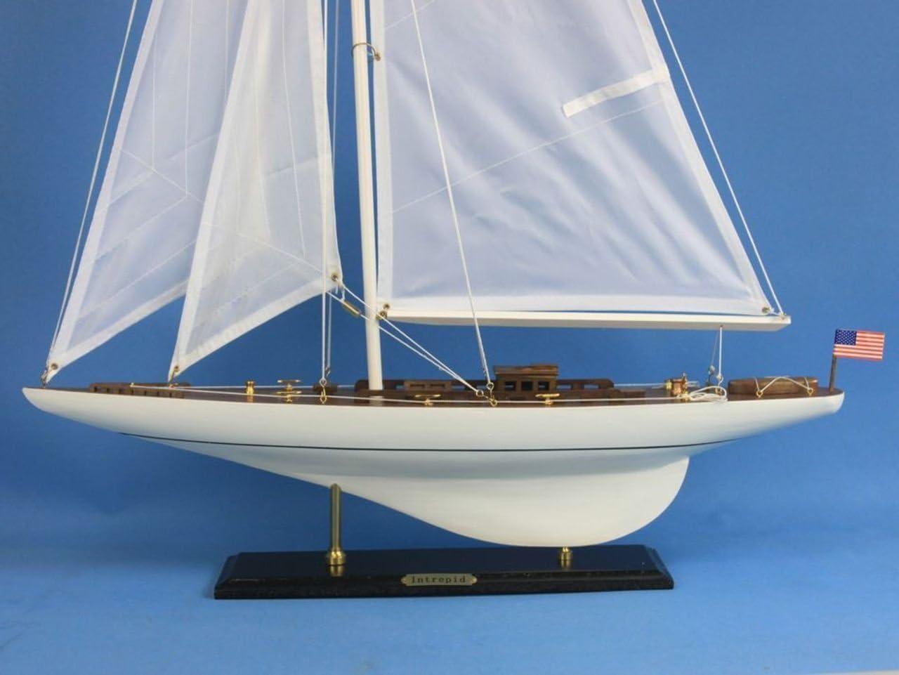 Wooden Intrepid Model Sailboat Decoration - 35 in.