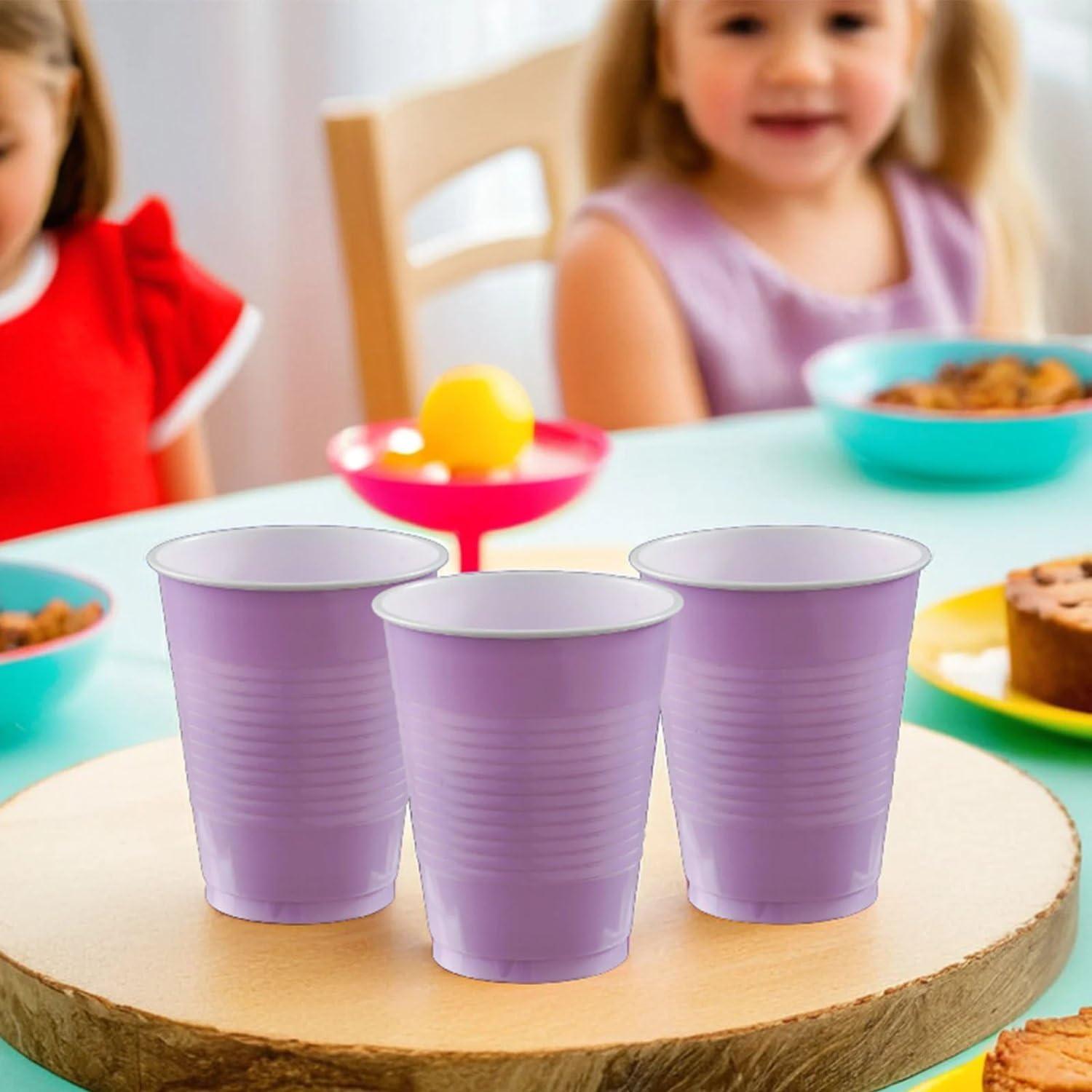 Amscan Disposable Plastic Cups -18 oz, 50 Ct, Lavender