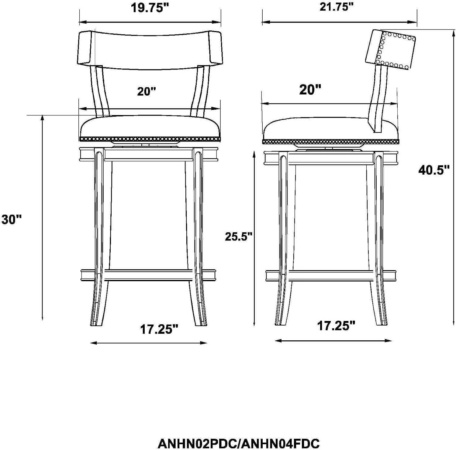 Alaterre Hanover Swivel Bar Height Stool, Weathered Brown and Beige, Solid Rubberwood Frame with Faux Linen Upholstered Seat, Nailhead Trim, Memory Return Swivel, 20 in. W x 22 in. D x 41 in. H