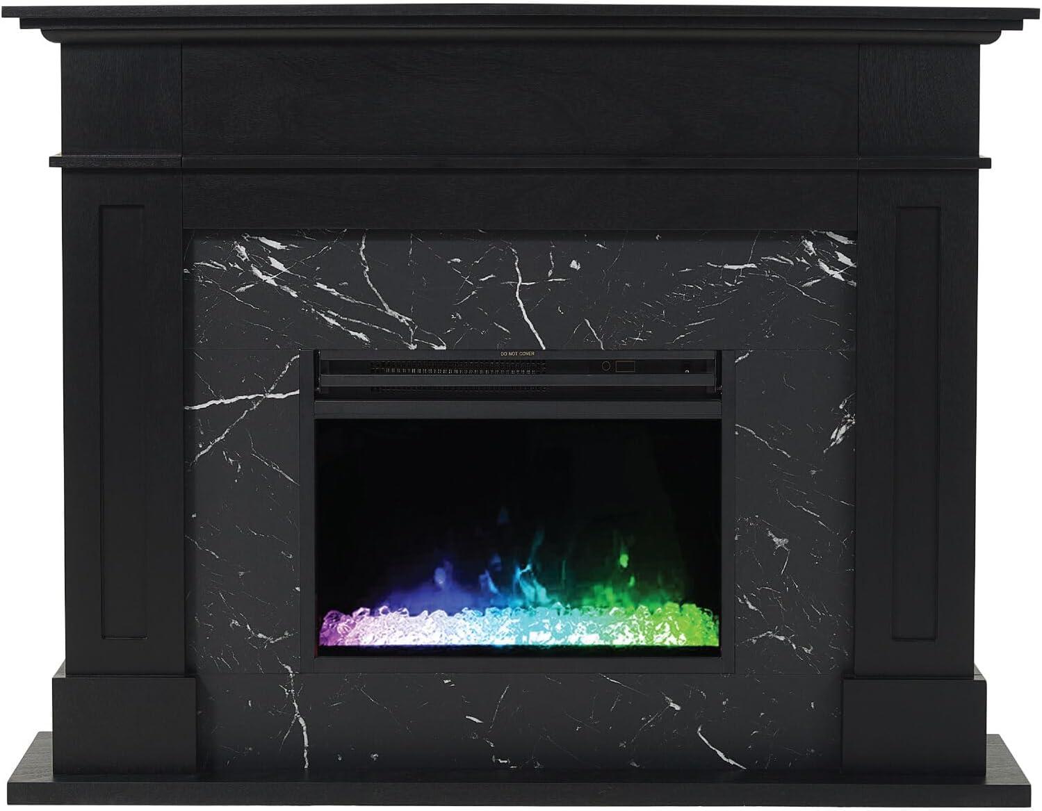 Cambridge Cambridge Sofia 53-in. Electric Fireplace Mantel in with Black Marble Inlay and Crystal Rocks
