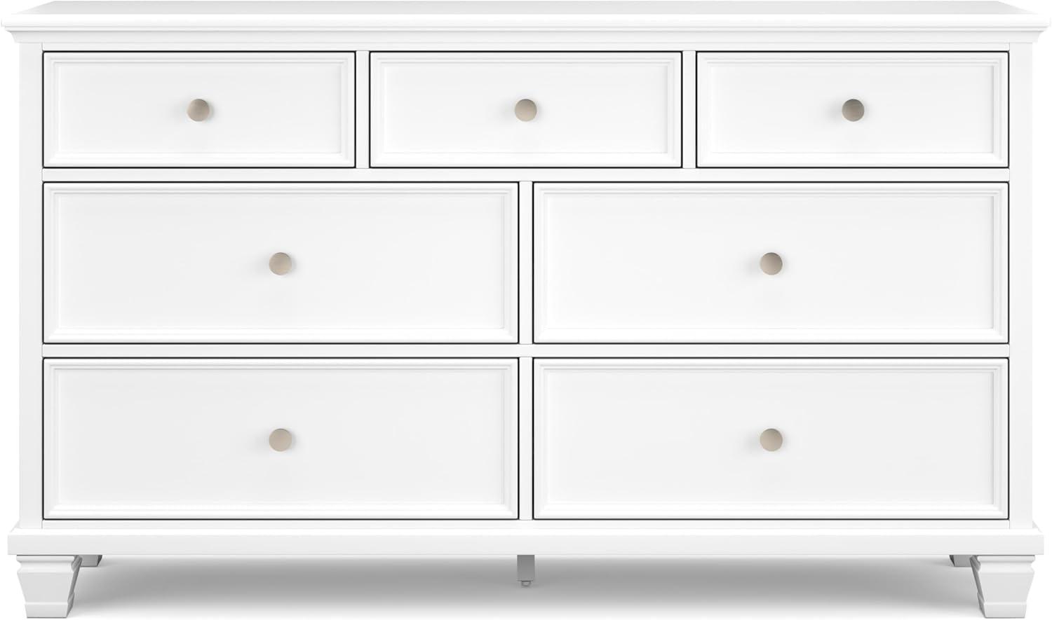 White Transitional 7-Drawer Dresser with Mirror