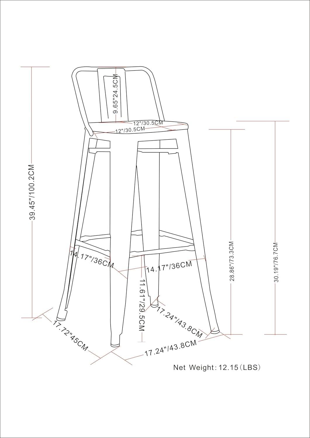 Simpli Home Rayne 30" Metal Bar Stool in Distressed Black (Set of 2)
